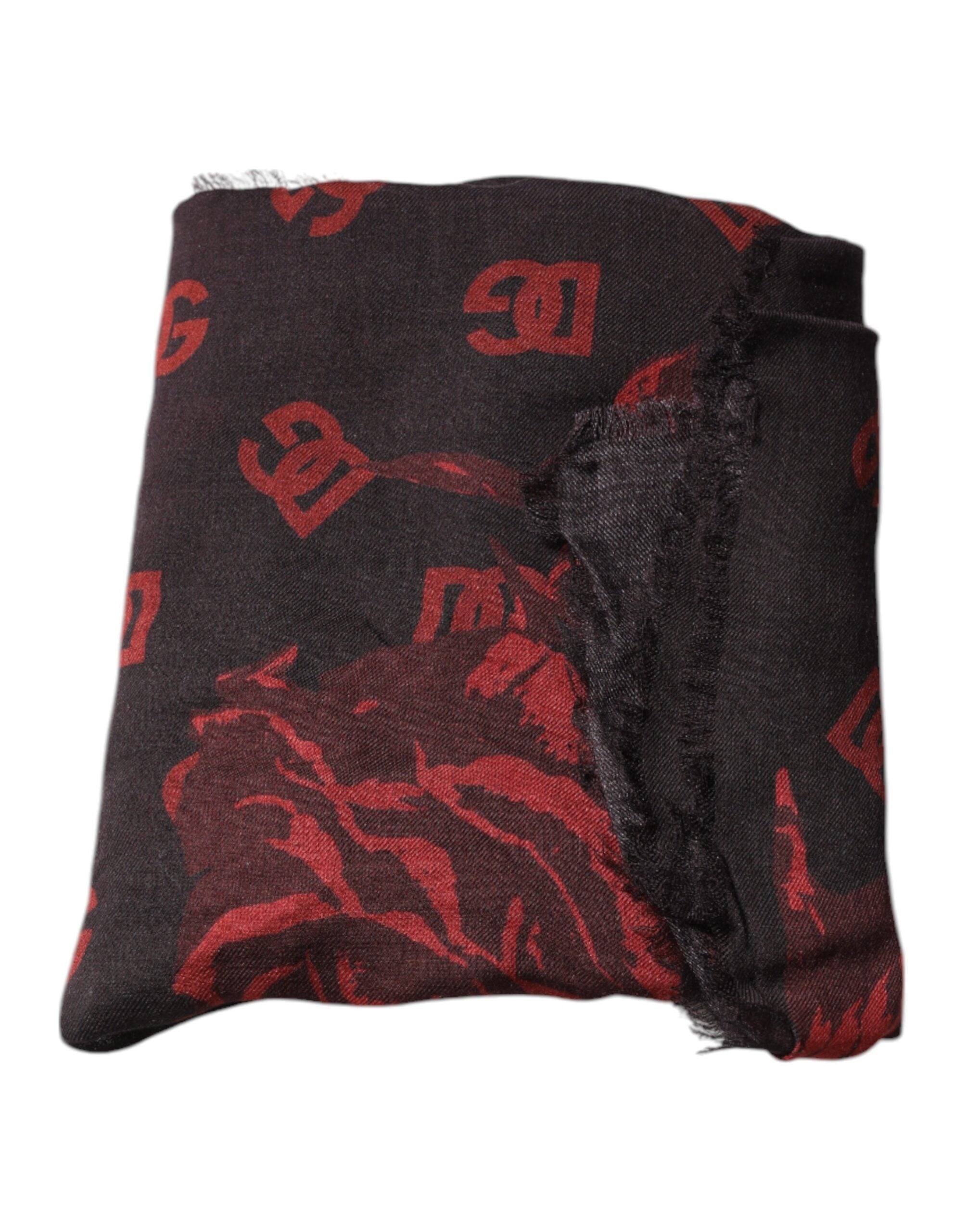Dolce & Gabbana Schwarz Rot Floral Modal Wickelschal Schal-2
