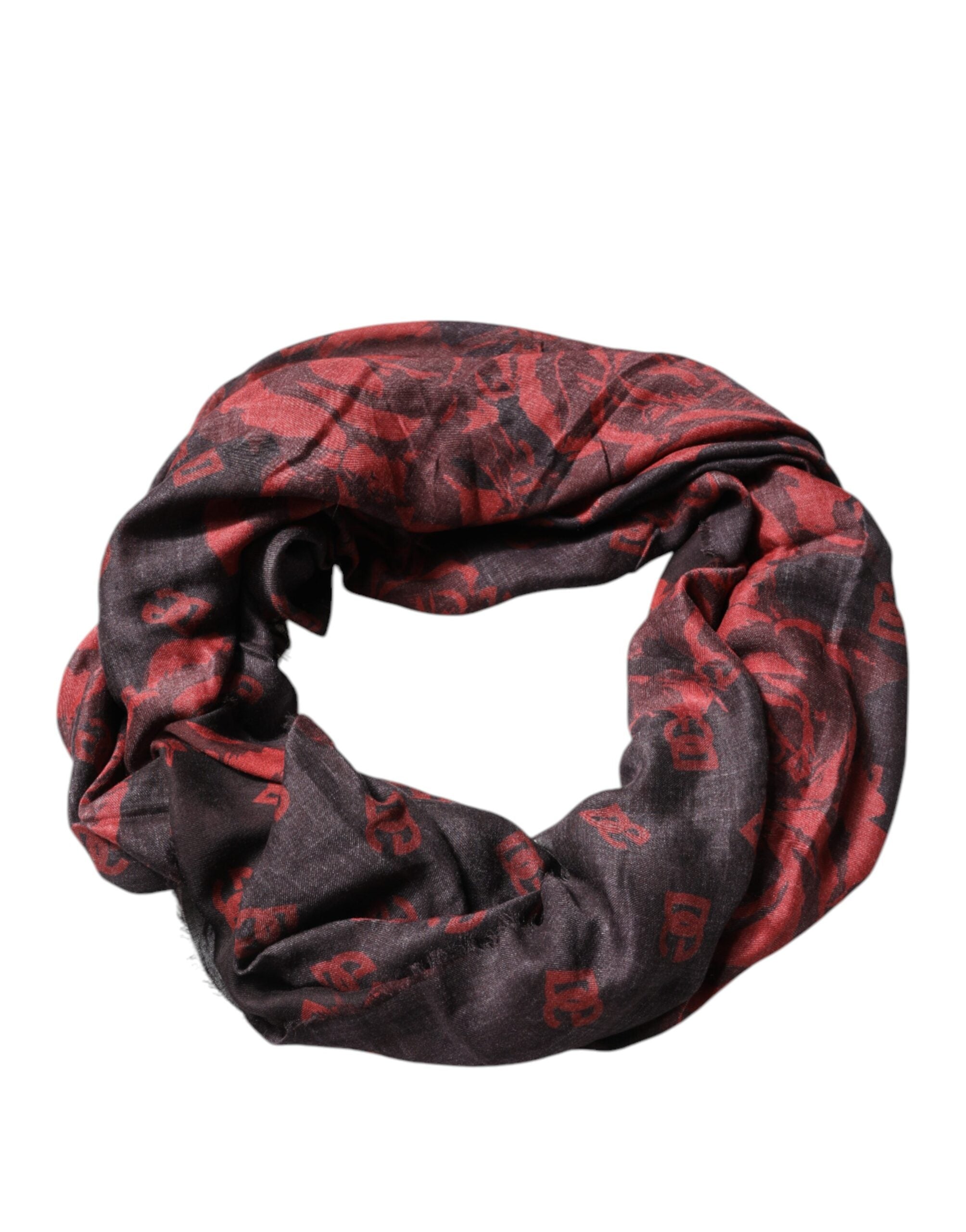 Dolce & Gabbana Schwarz Rot Floral Modal Wickelschal Schal-1