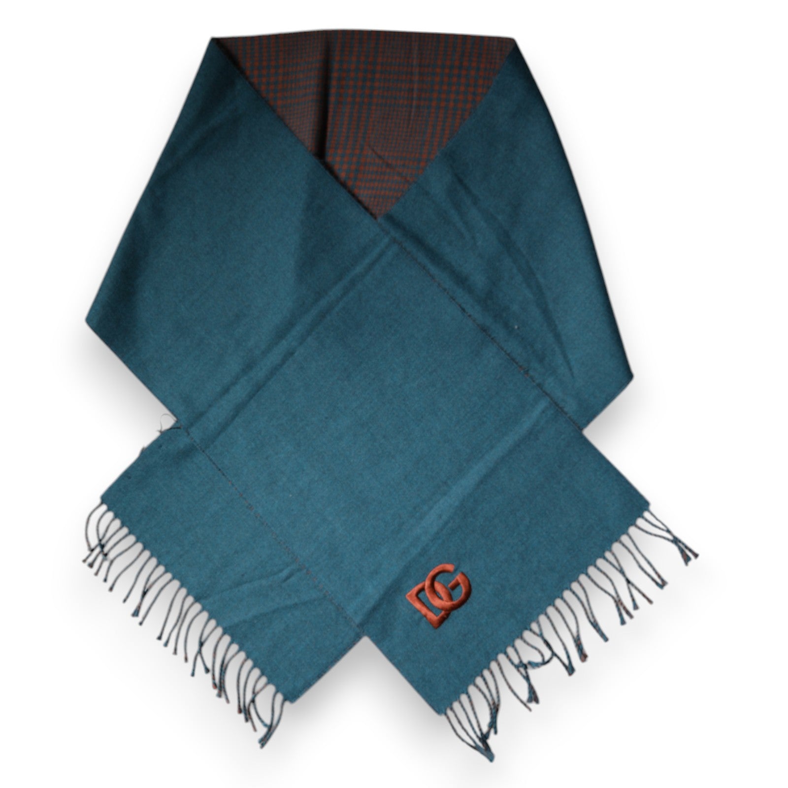Dolce & Gabbana Blue Green Wool Fringe Wrap Scarf-5