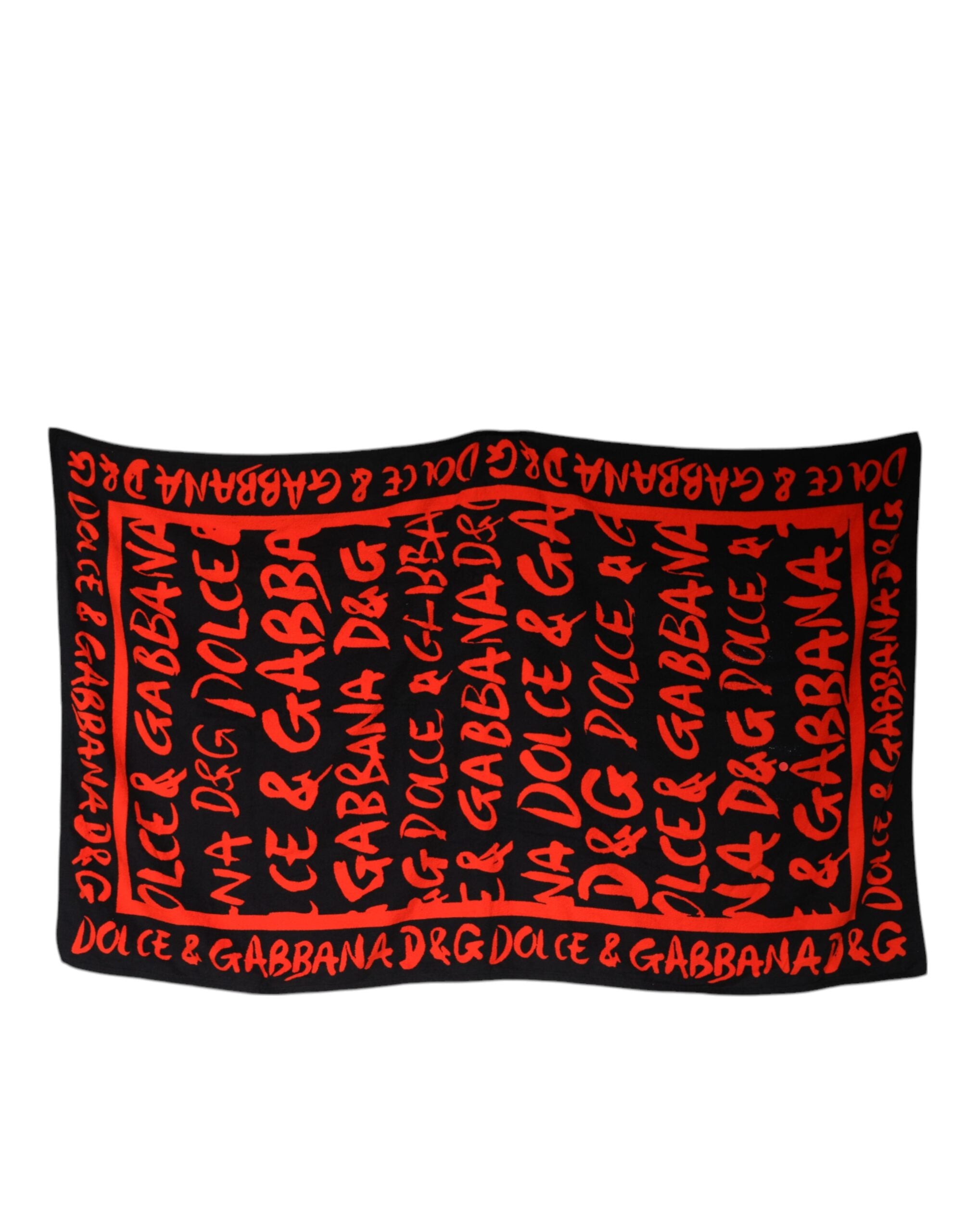 Toalla de playa de algodón con estampado del logotipo en negro y rojo de Dolce & Gabbana-2