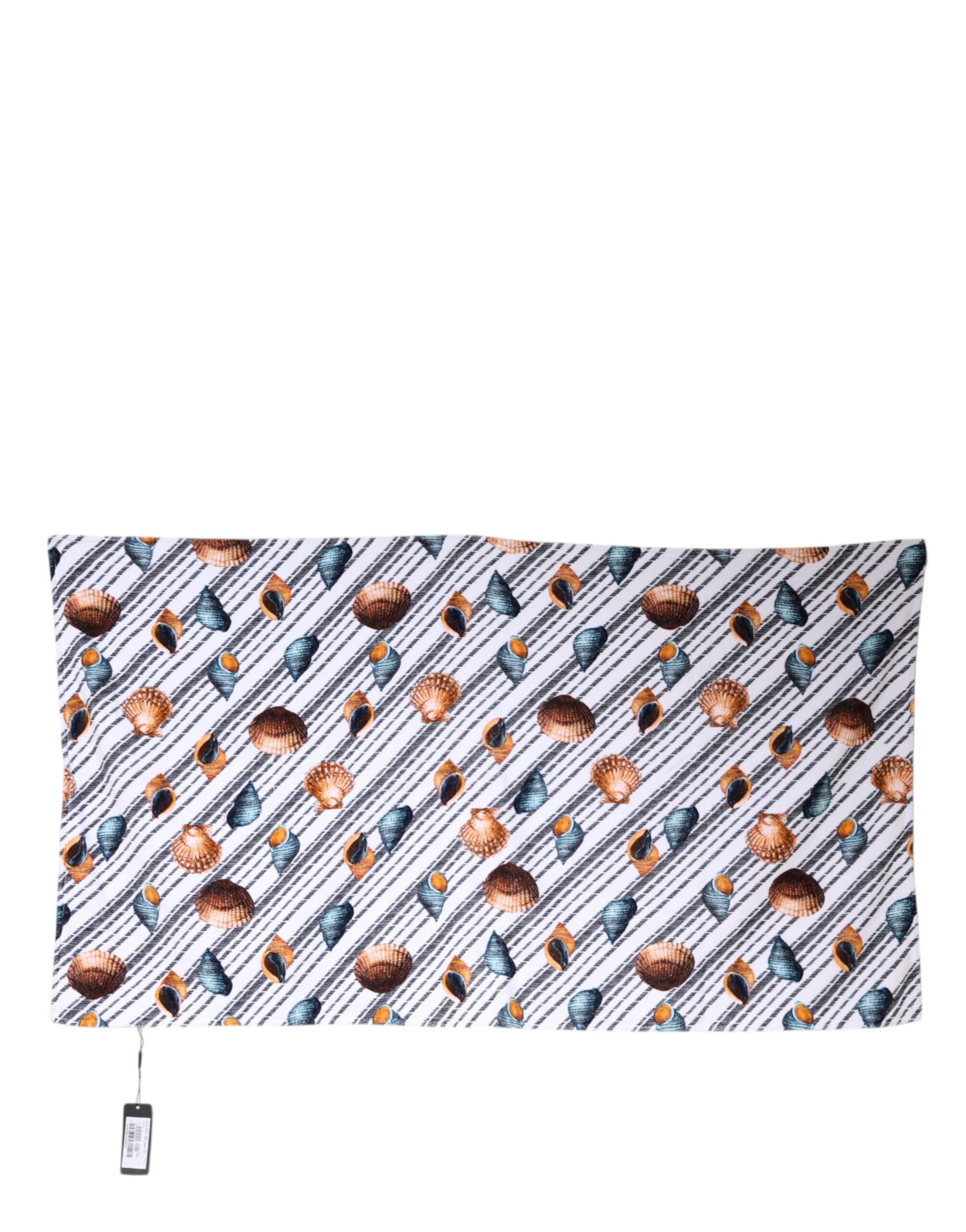 Dolce & Gabbana Multicolor Stripes Seashells Beach Towel-2