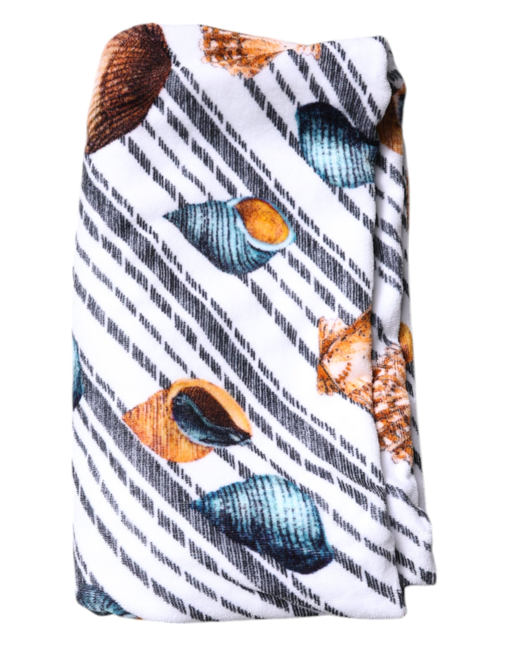 Dolce & Gabbana Multicolor Stripes Seashells Beach Towel-6