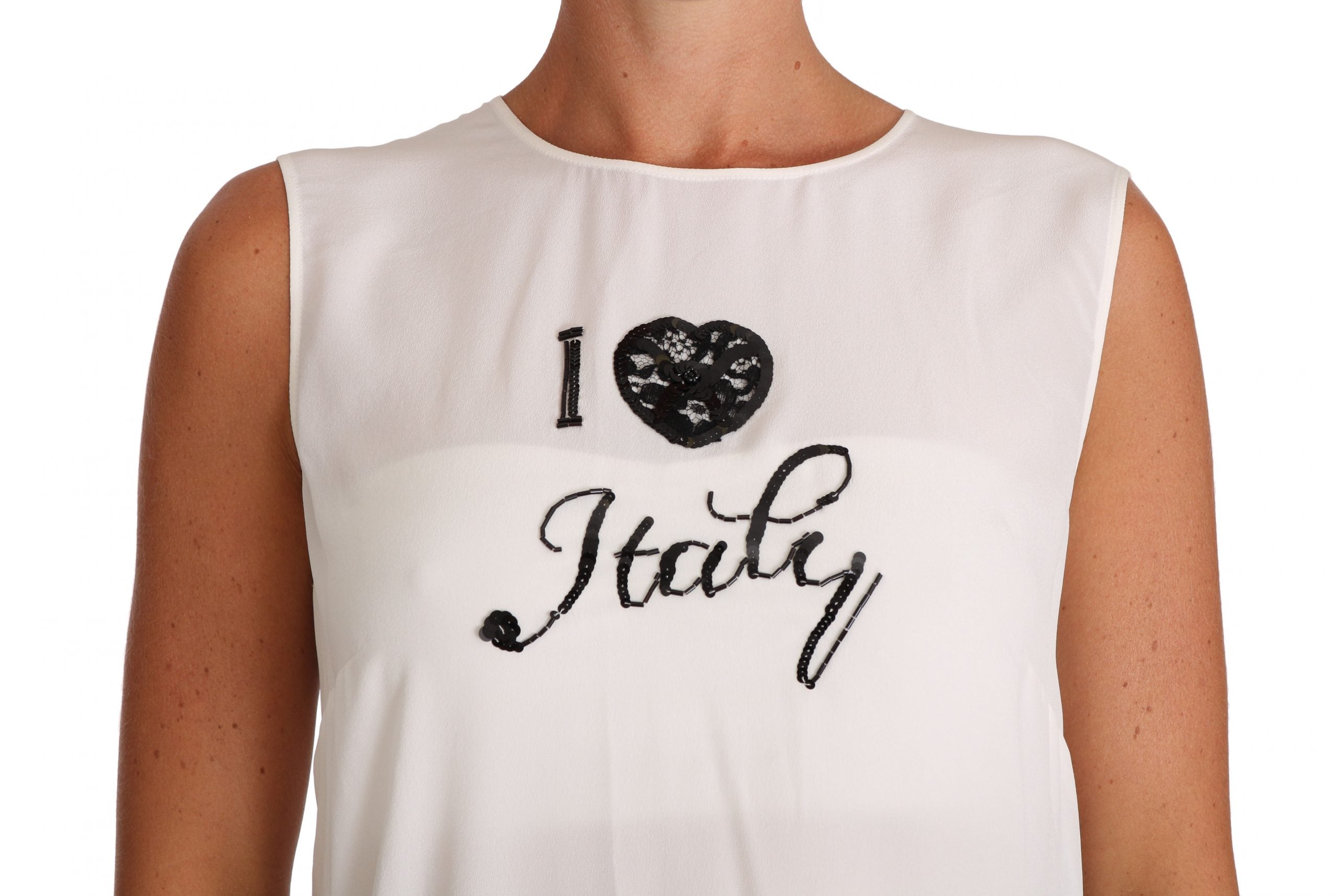 Dolce & Gabbana Weißes Seiden-T-Shirt I LOVE ITALY Cami-3