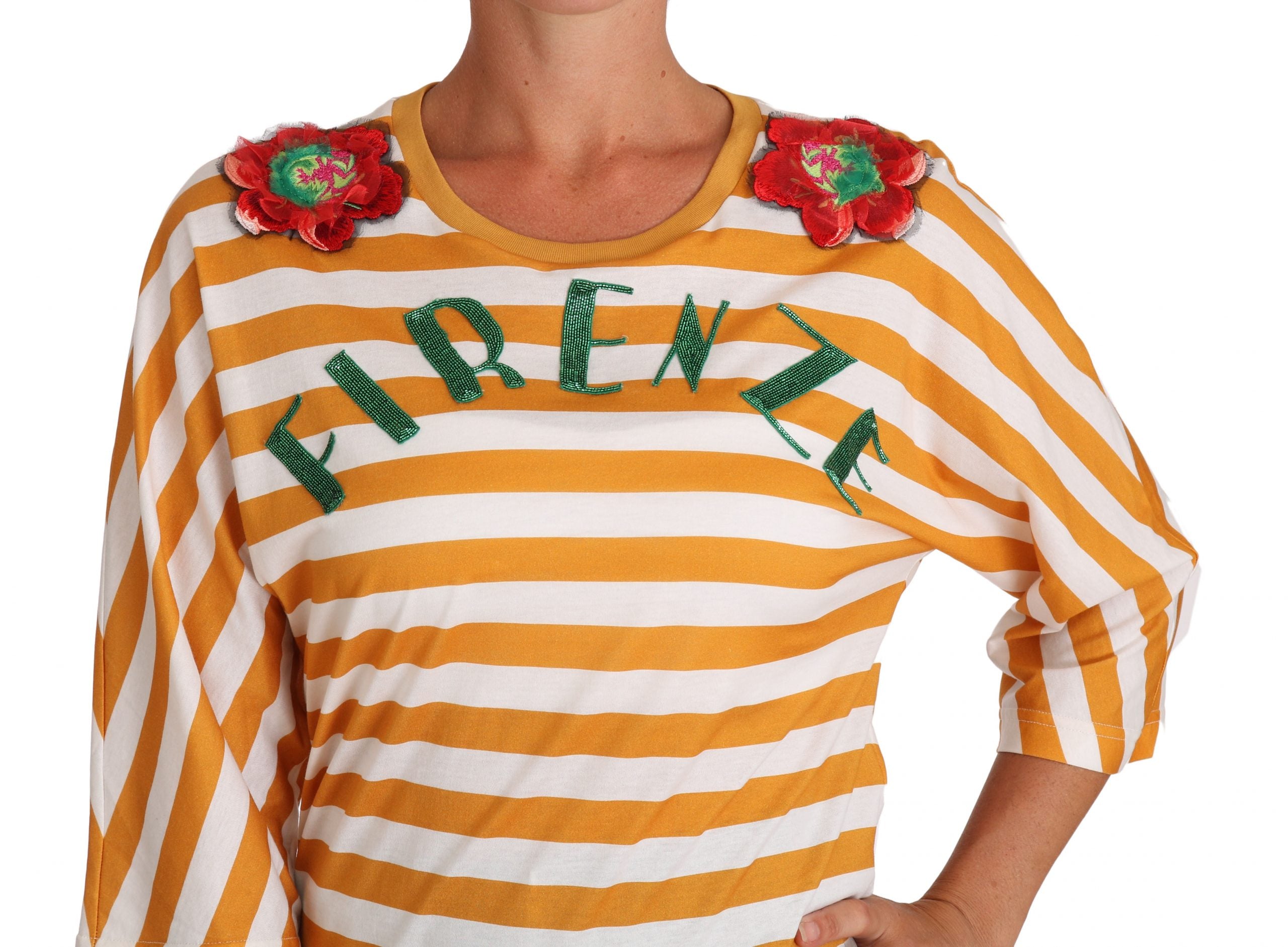 Dolce & Gabbana White Orange FIRENZE Top T-Shirt-3