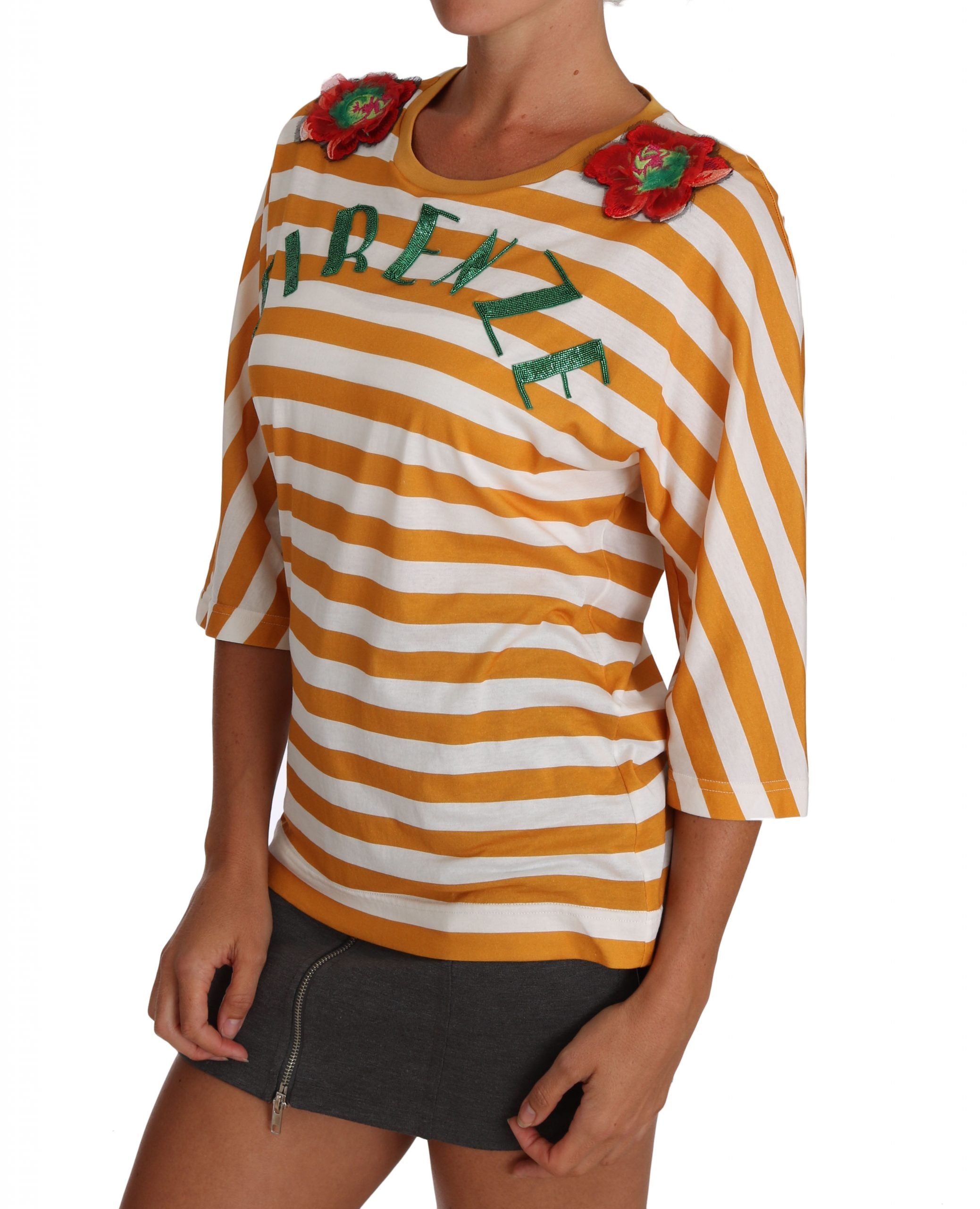 Dolce & Gabbana White Orange FIRENZE Top T-Shirt-4