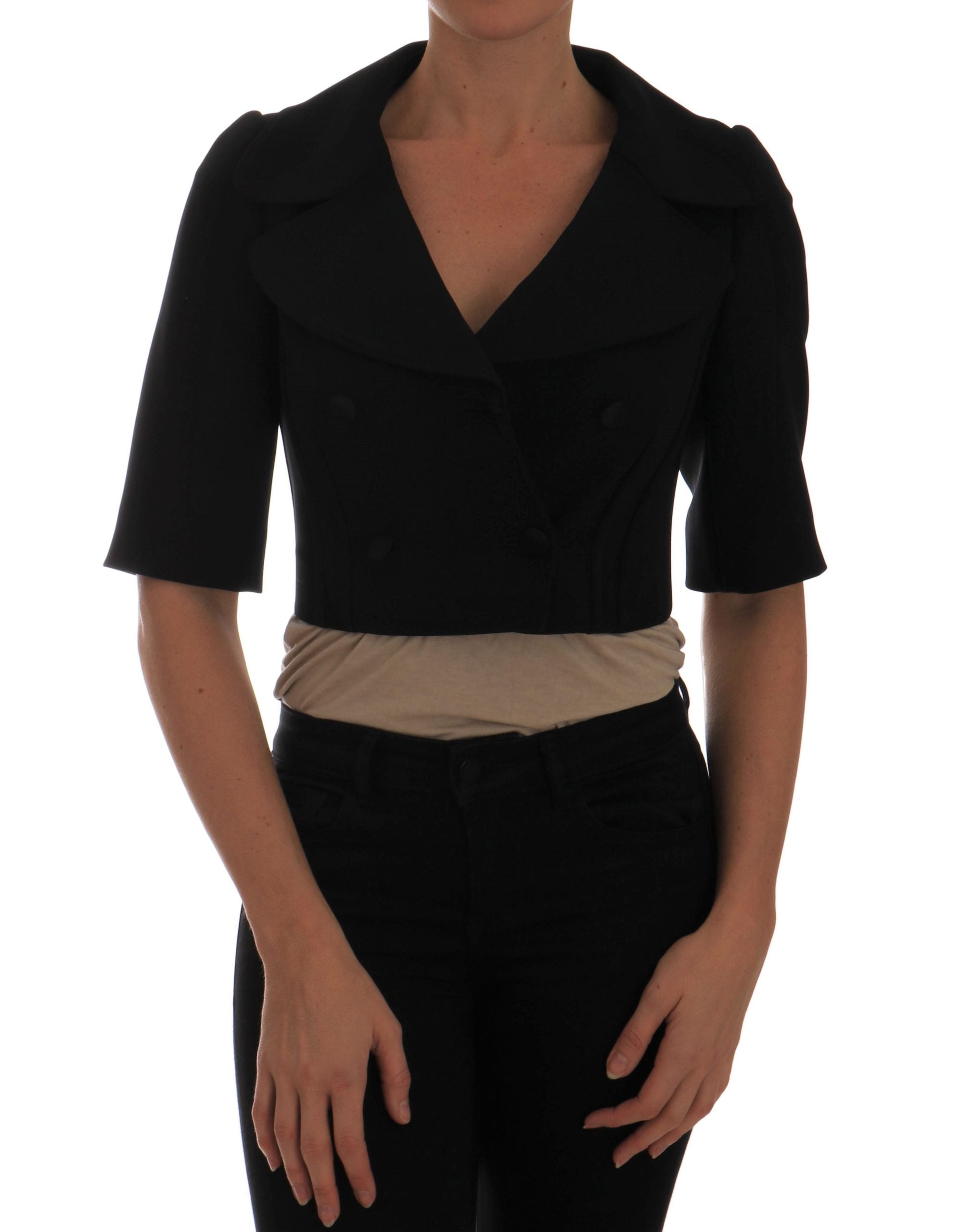 Dolce & Gabbana Schwarzer Kurzer Croped Jacket Blazer-1