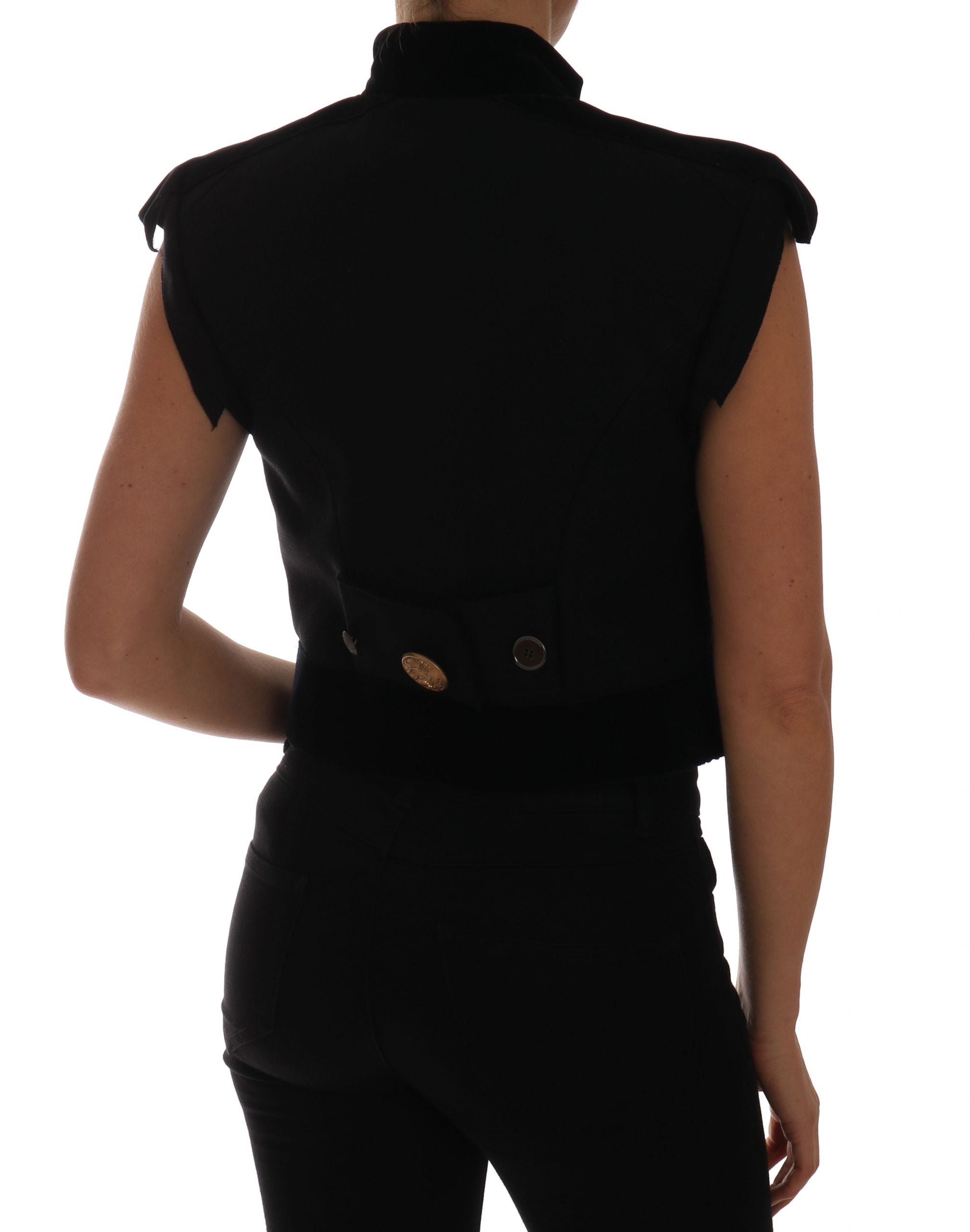 Dolce & Gabbana Black ornate military jacket with floral pattern vest-2