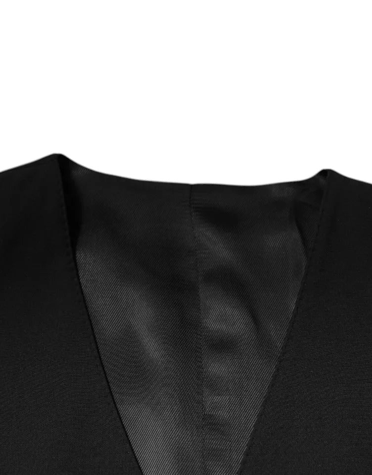Dolce & Gabbana Black Wool Formal Dress Men's Vest-6