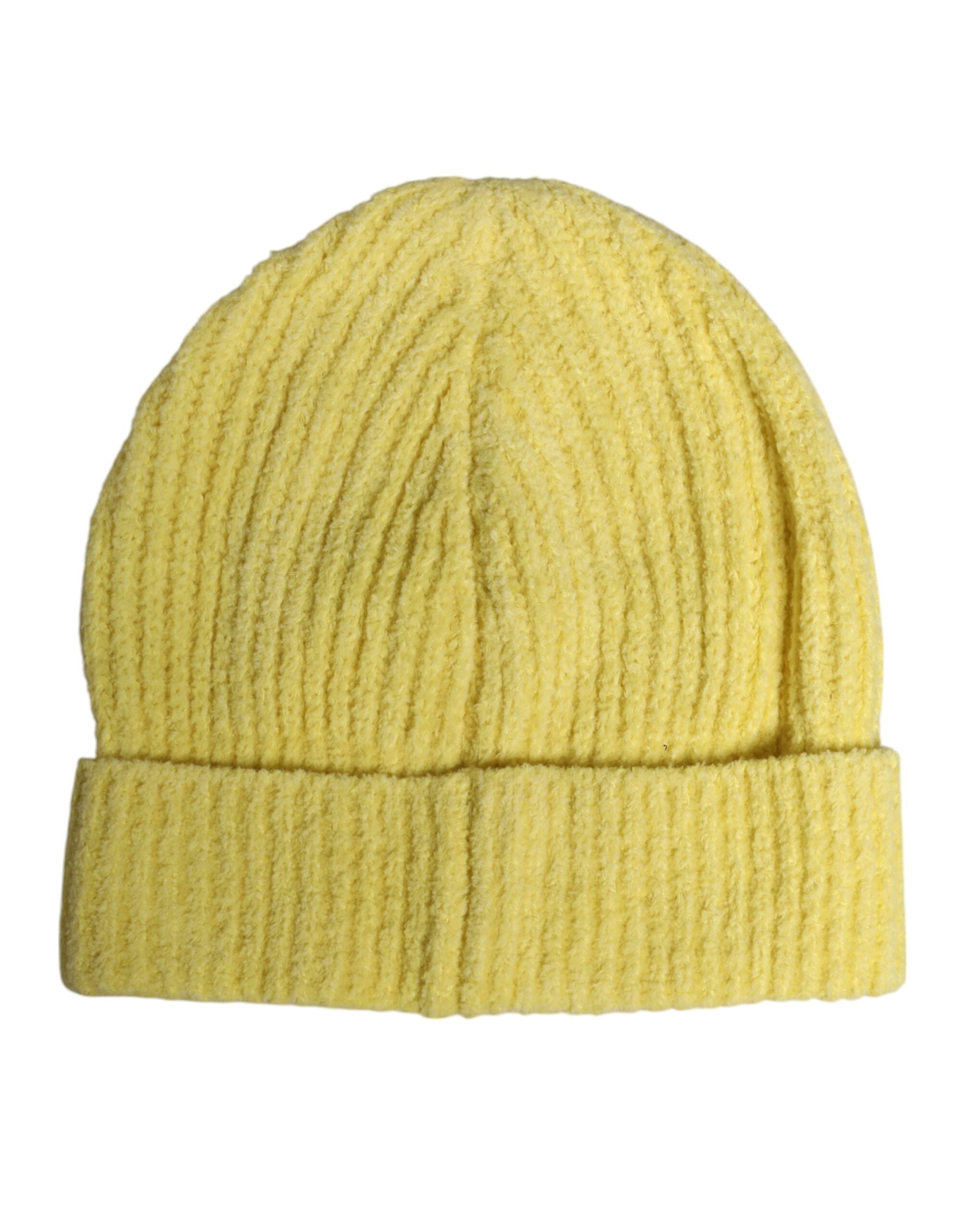 Dolce & Gabbana Gelbe Baumwolle gestrickt Winter Beanie Hut-2