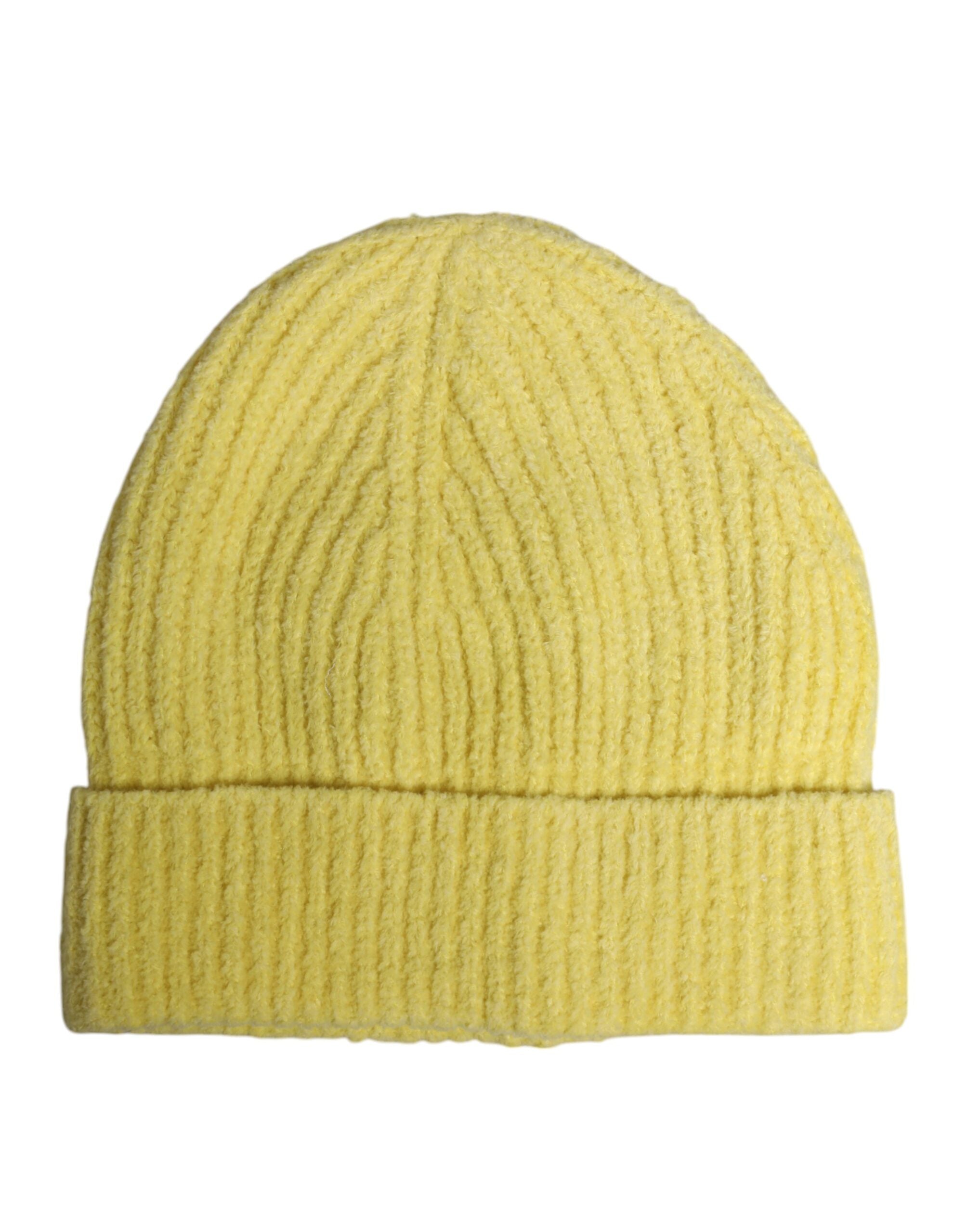 Dolce & Gabbana Gelbe Baumwolle gestrickt Winter Beanie Hut-3