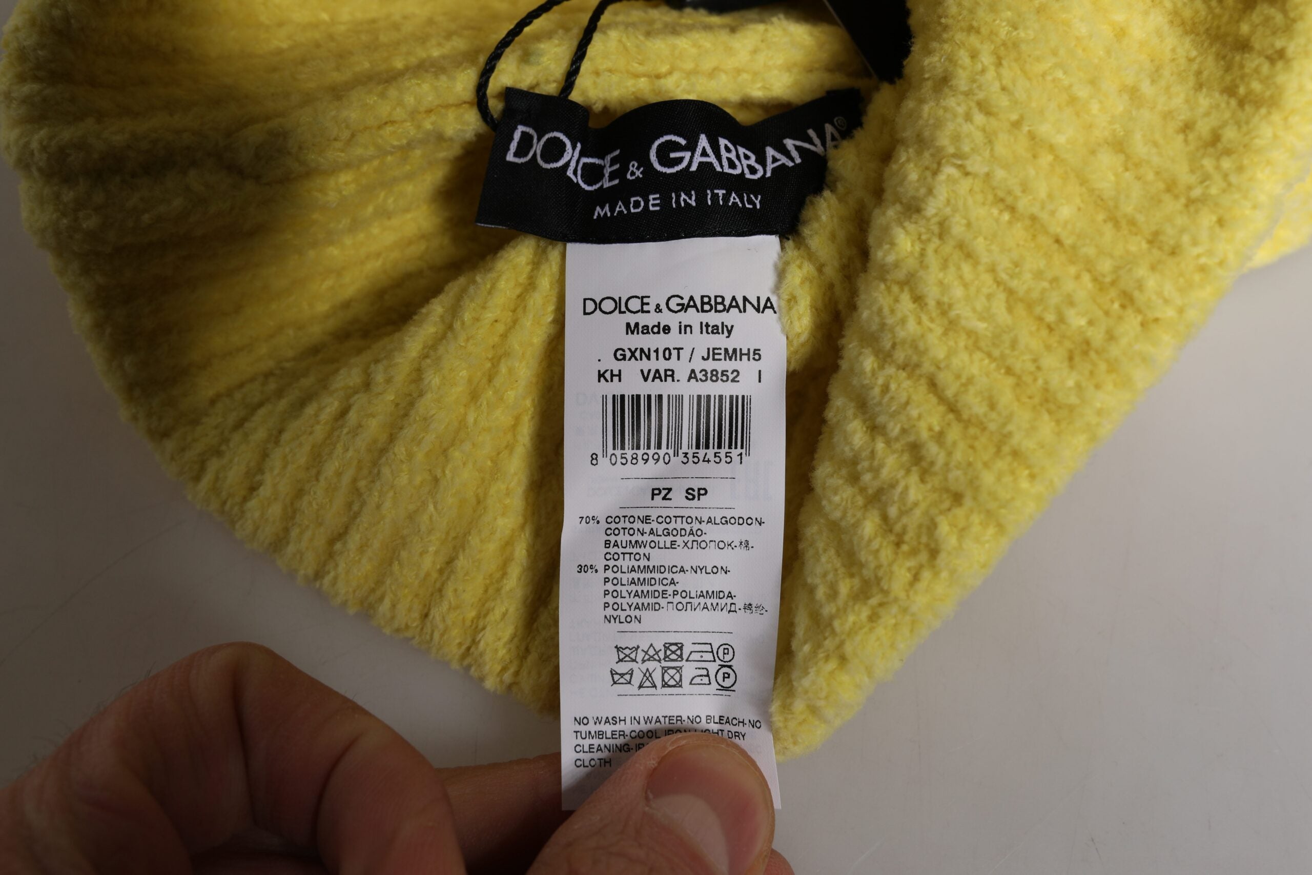 Dolce & Gabbana Gelbe Baumwolle gestrickt Winter Beanie Hut-5