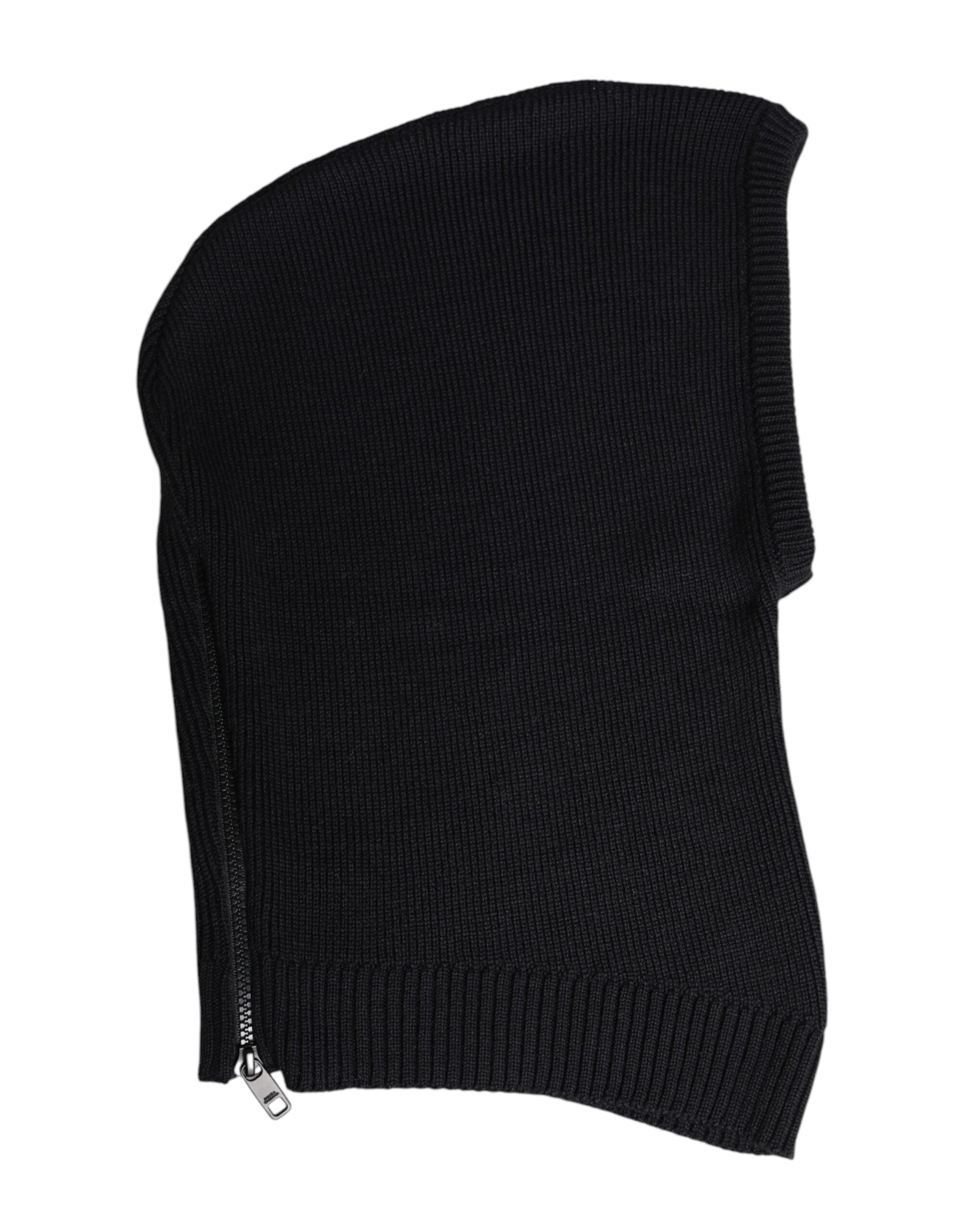 Dolce & Gabbana Black Wool Full Head Wrap Balaclava Hat-3