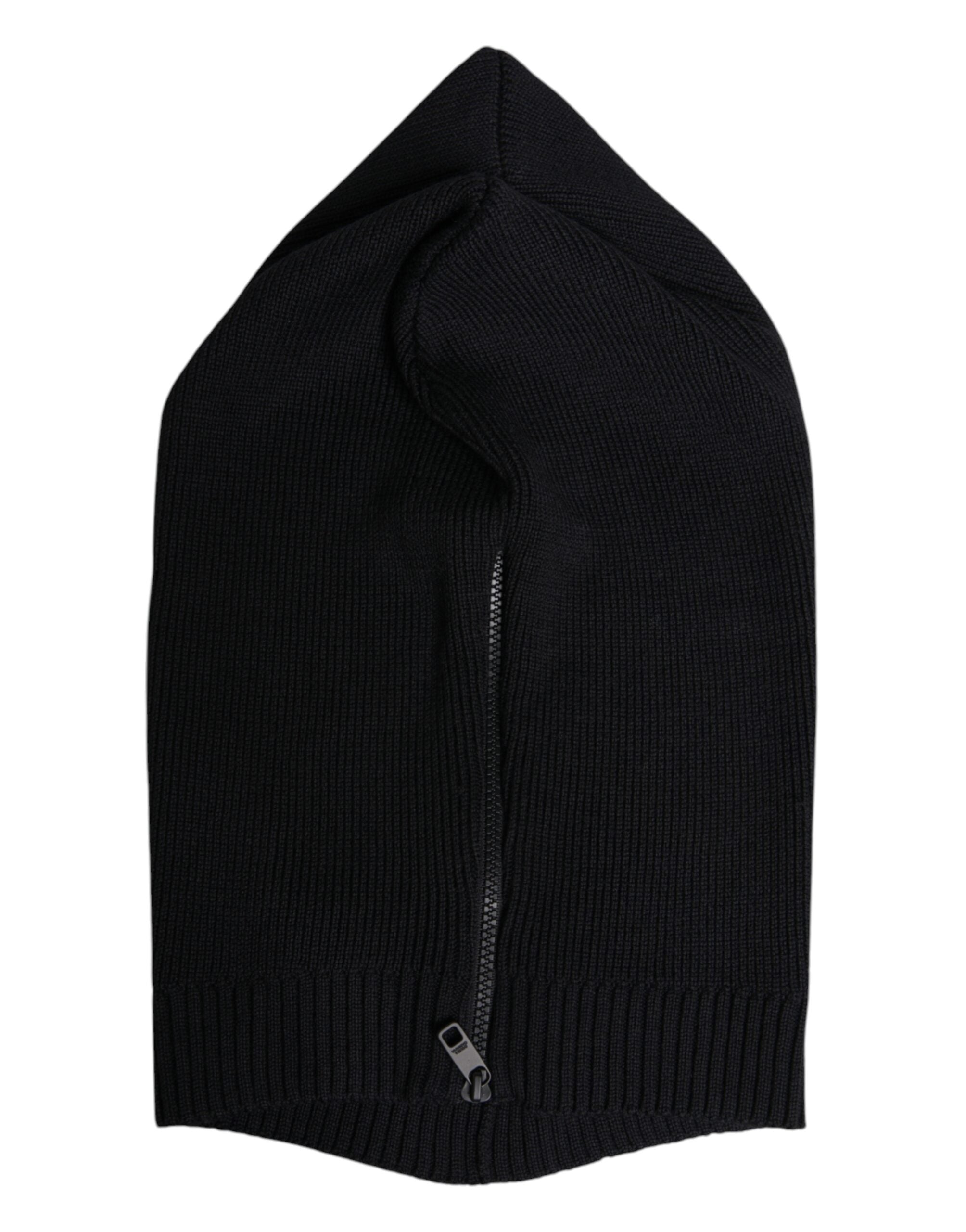 Dolce & Gabbana Black Wool Full Head Wrap Balaclava Hat-4