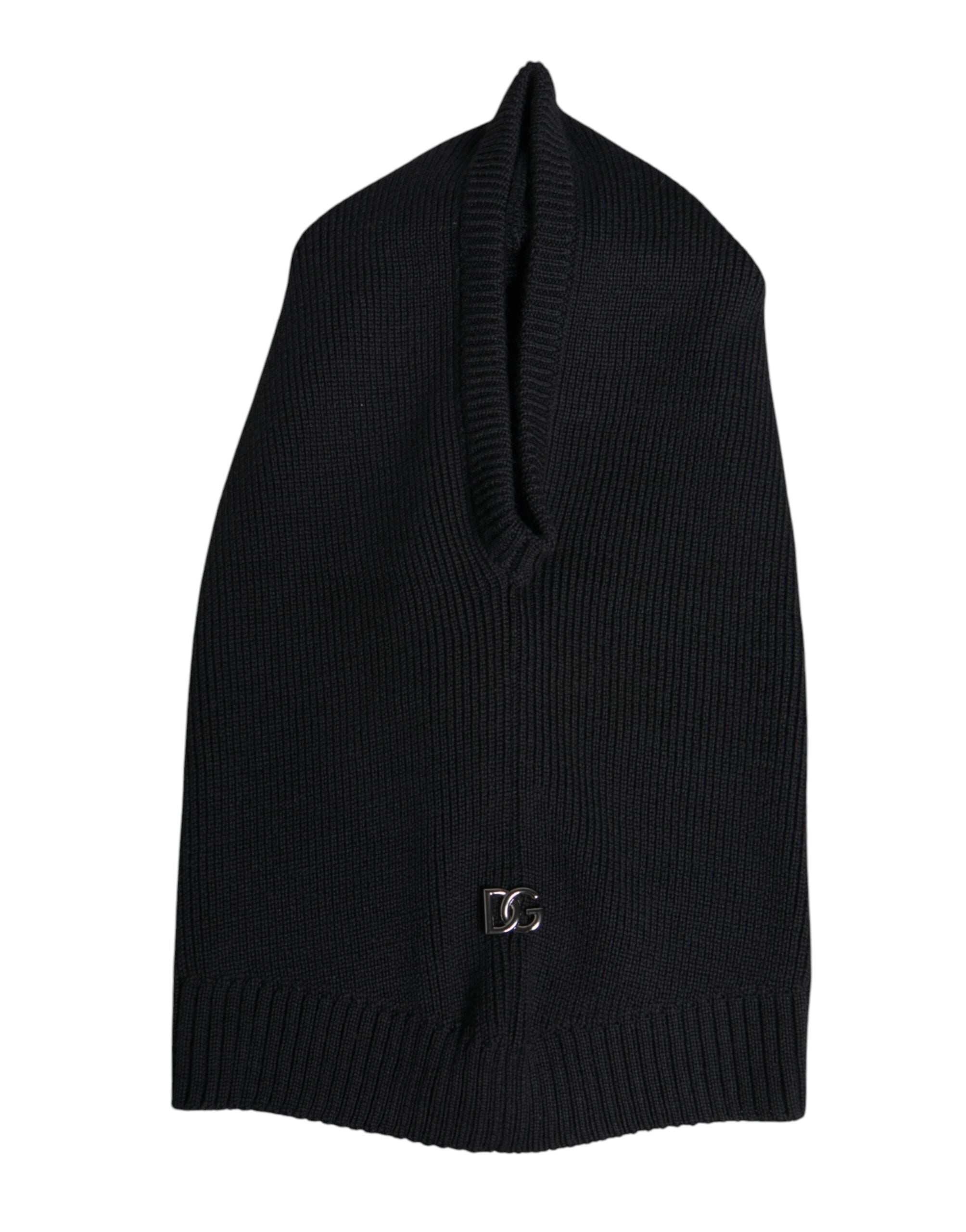 Dolce & Gabbana Black Wool Full Head Wrap Balaclava Hat-7