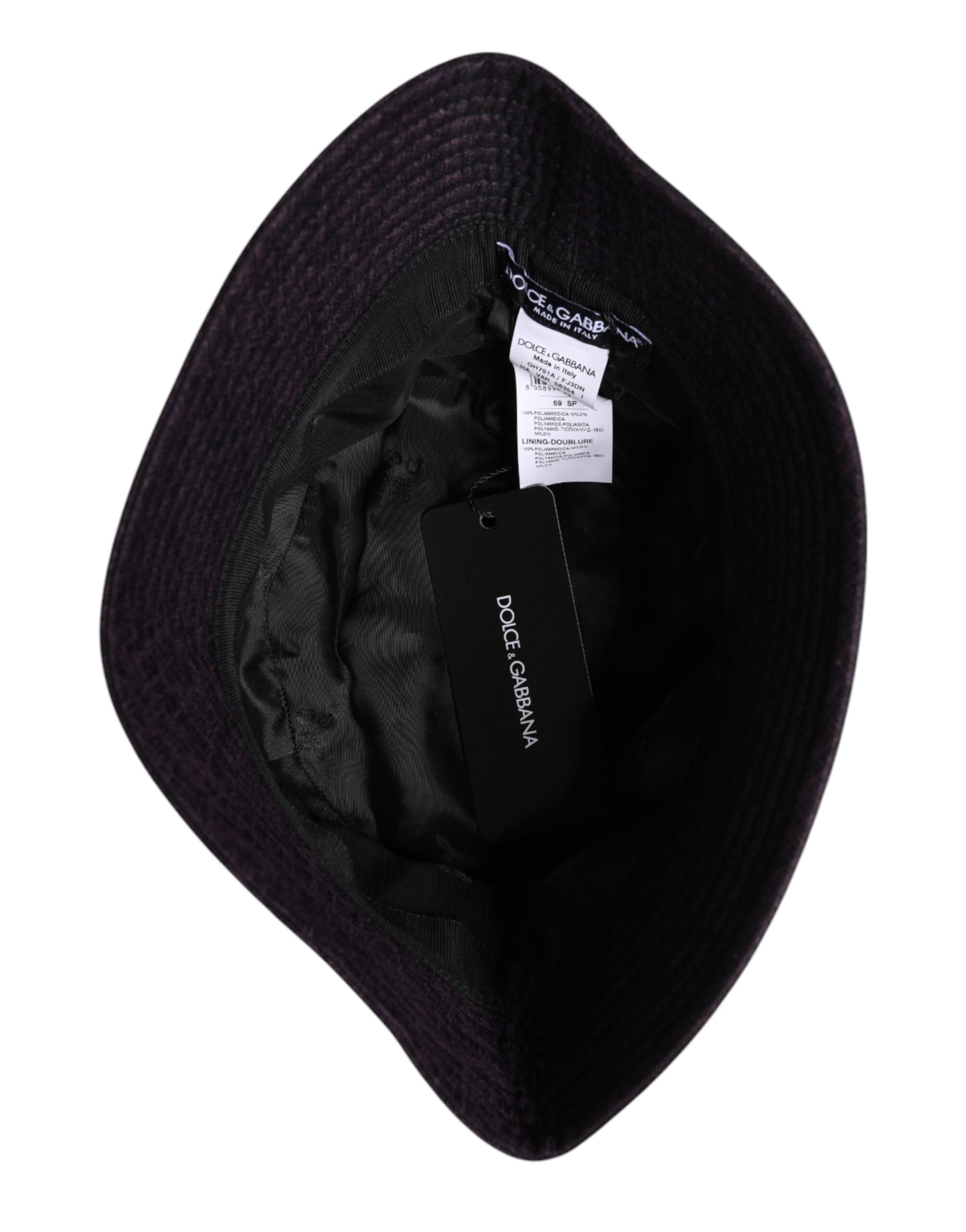 Dolce & Gabbana Black Nylon Bucket Hat with Wide Brim-5