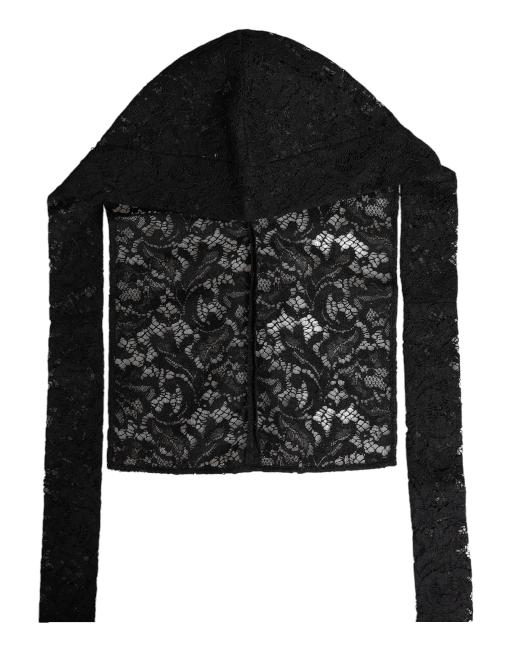 Dolce & Gabbana Black Floral Lace Full Head Wrap Hat-2