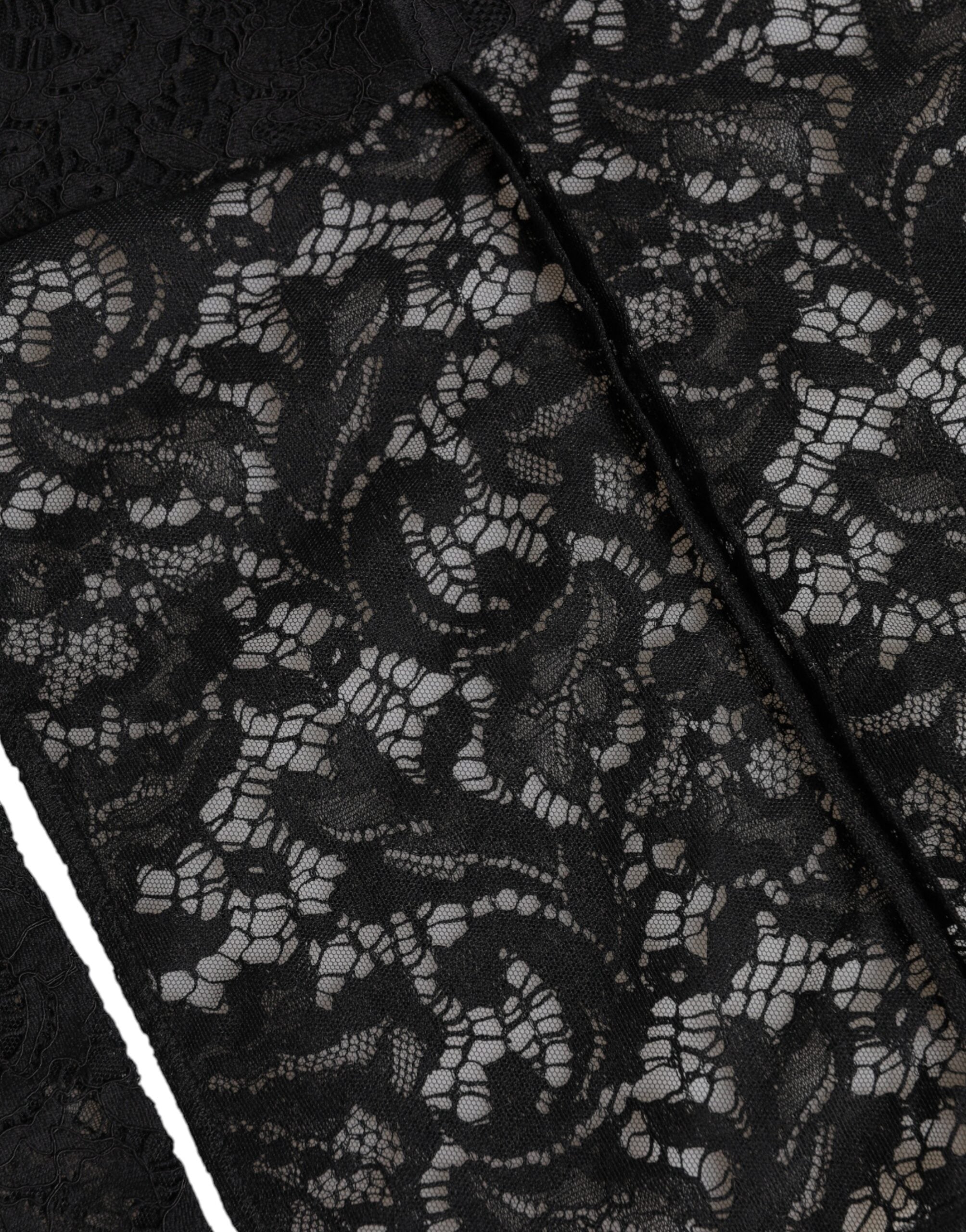 Dolce & Gabbana Black Floral Lace Full Head Wrap Hat-3