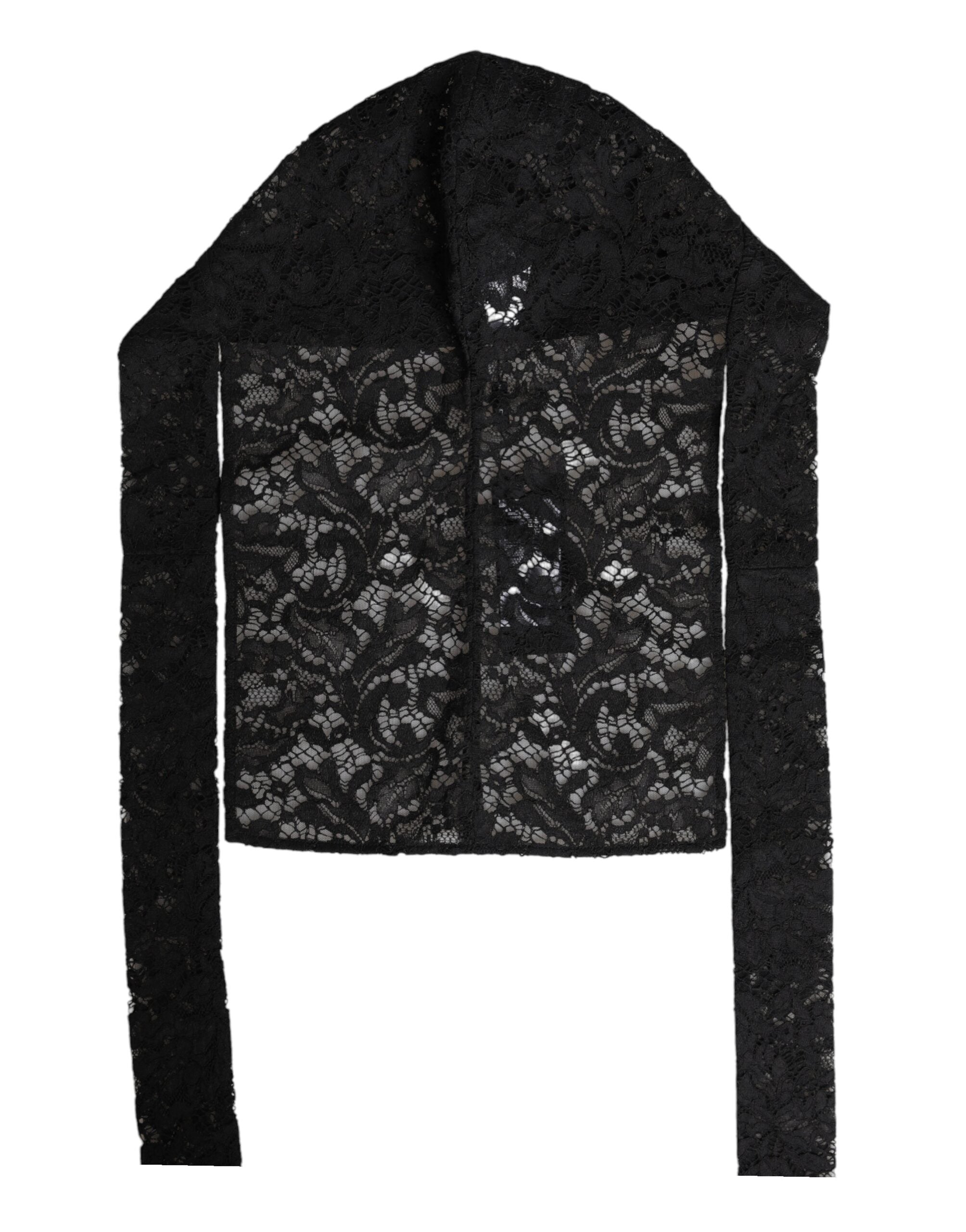 Dolce & Gabbana Black Floral Lace Full Head Wrap Hat-5