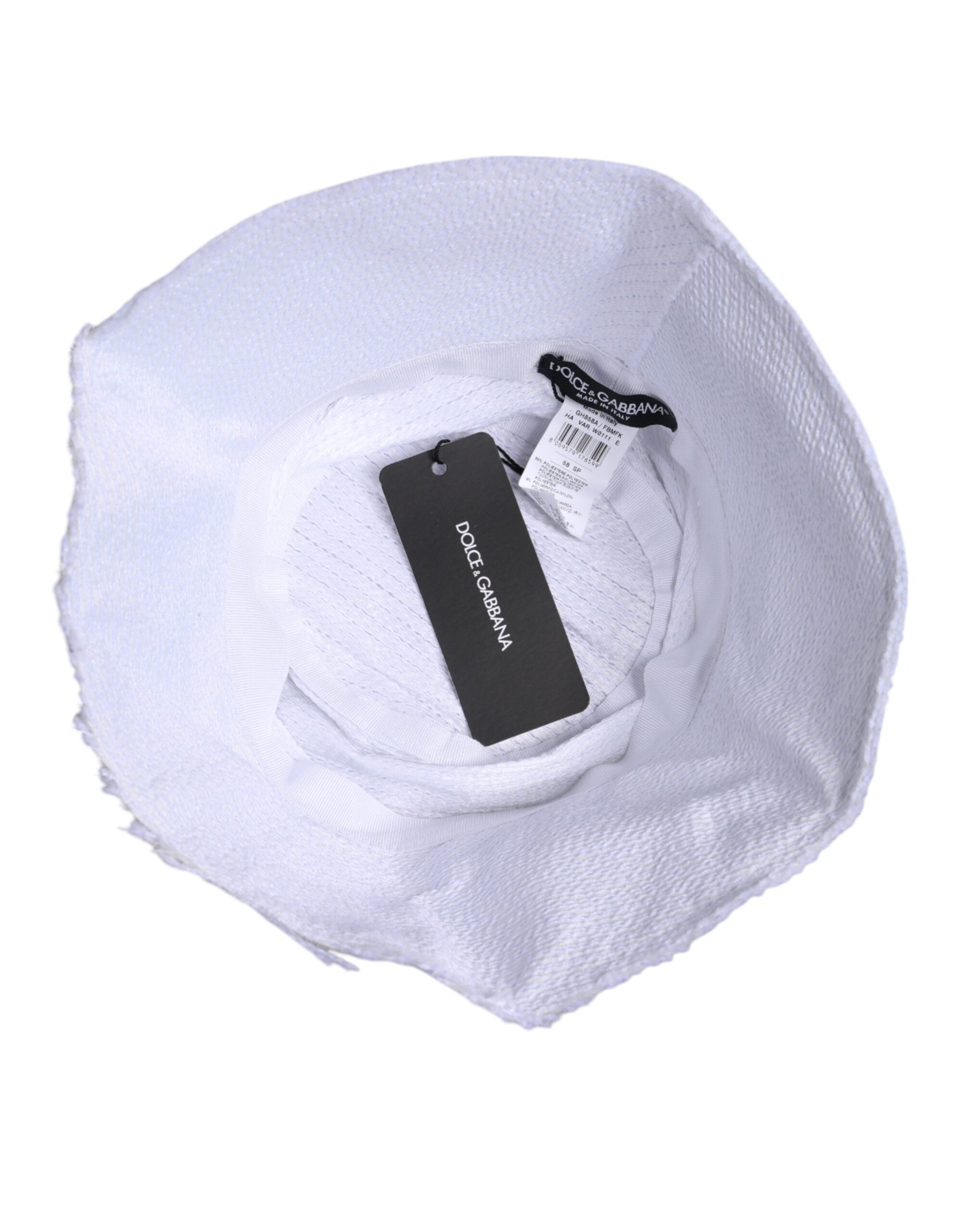 Dolce & Gabbana White Polyester Bucket Hat with Wide Brim-5