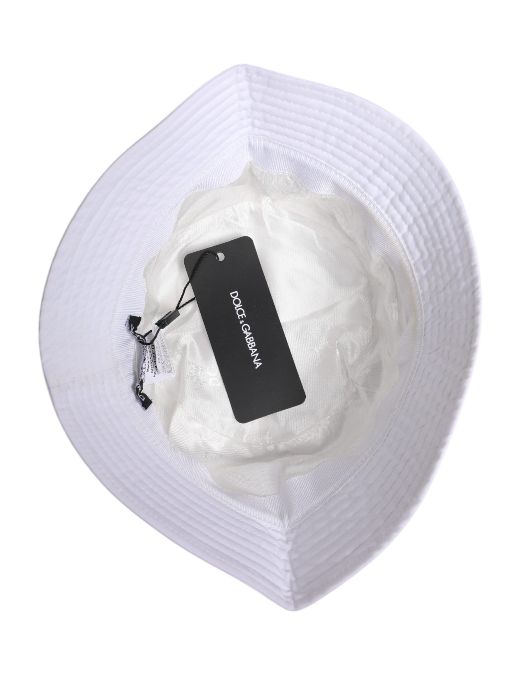 Dolce & Gabbana White Cotton Bucket Hat with Wide Brim-5