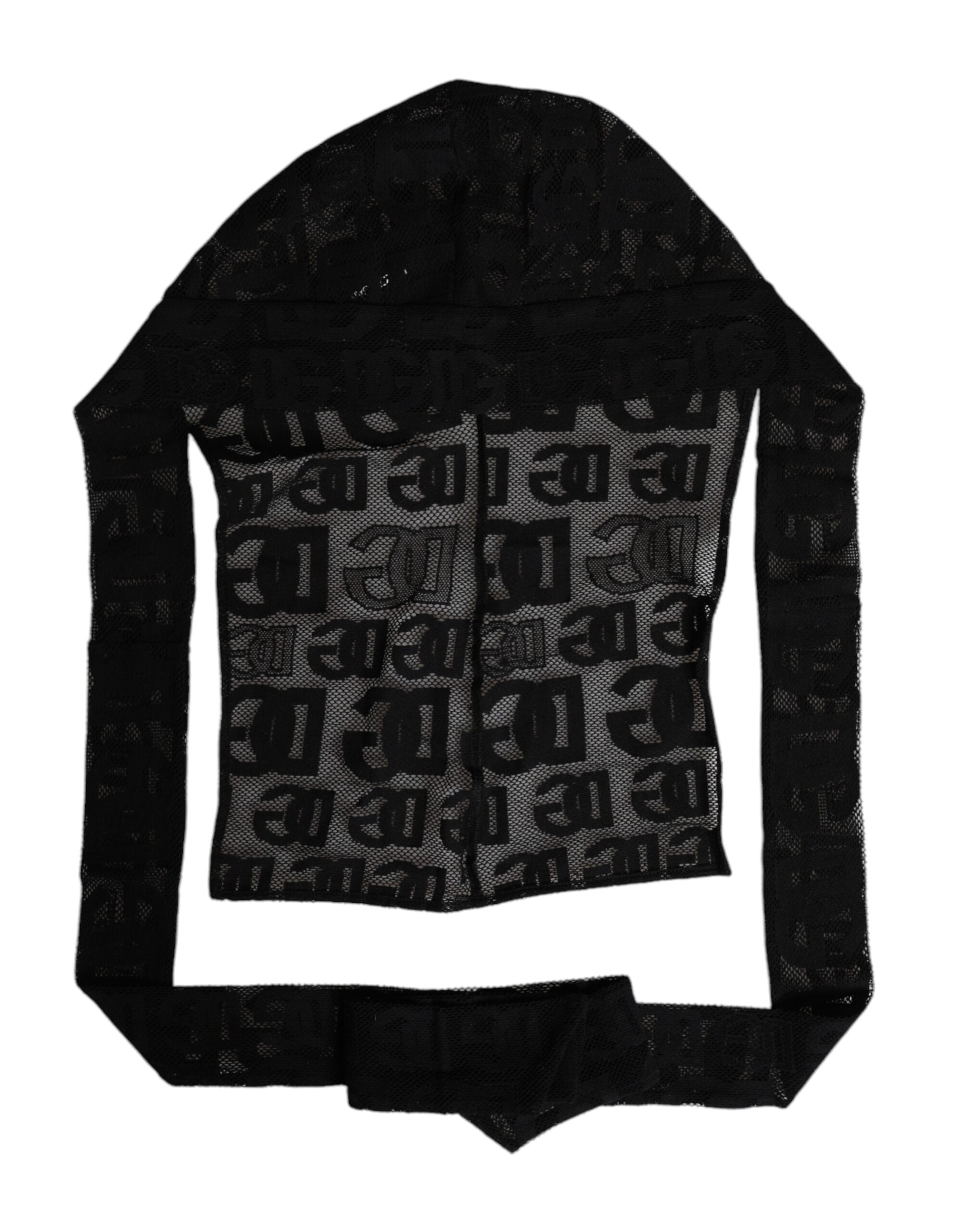 Gorro envolvente de malla con logotipo negro de Dolce & Gabbana-1