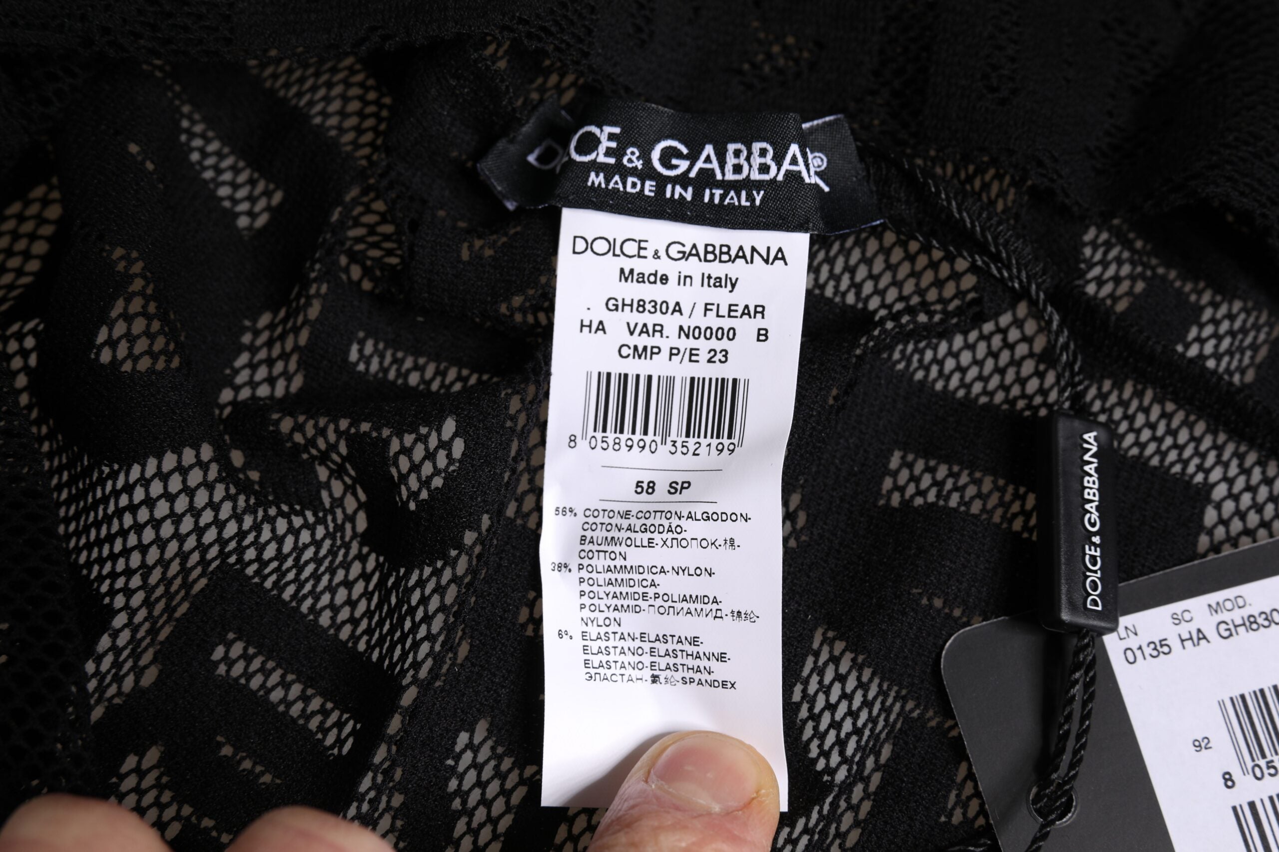 Gorro envolvente de malla con logotipo negro de Dolce & Gabbana-4
