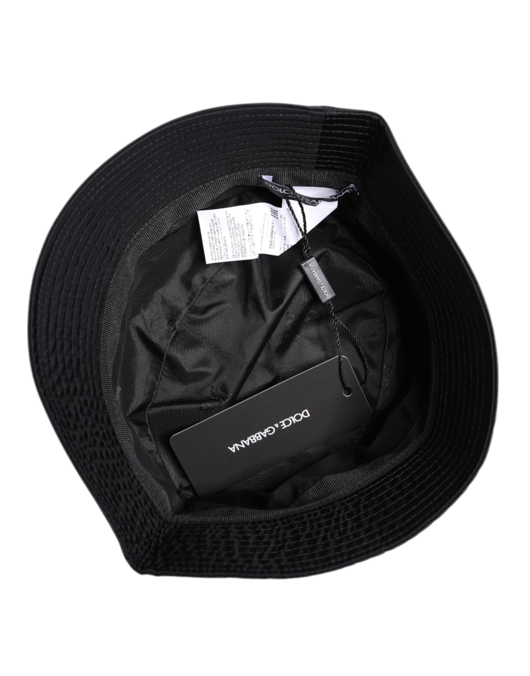 Sombrero de pescador de algodón negro con ala ancha de Dolce & Gabbana-6