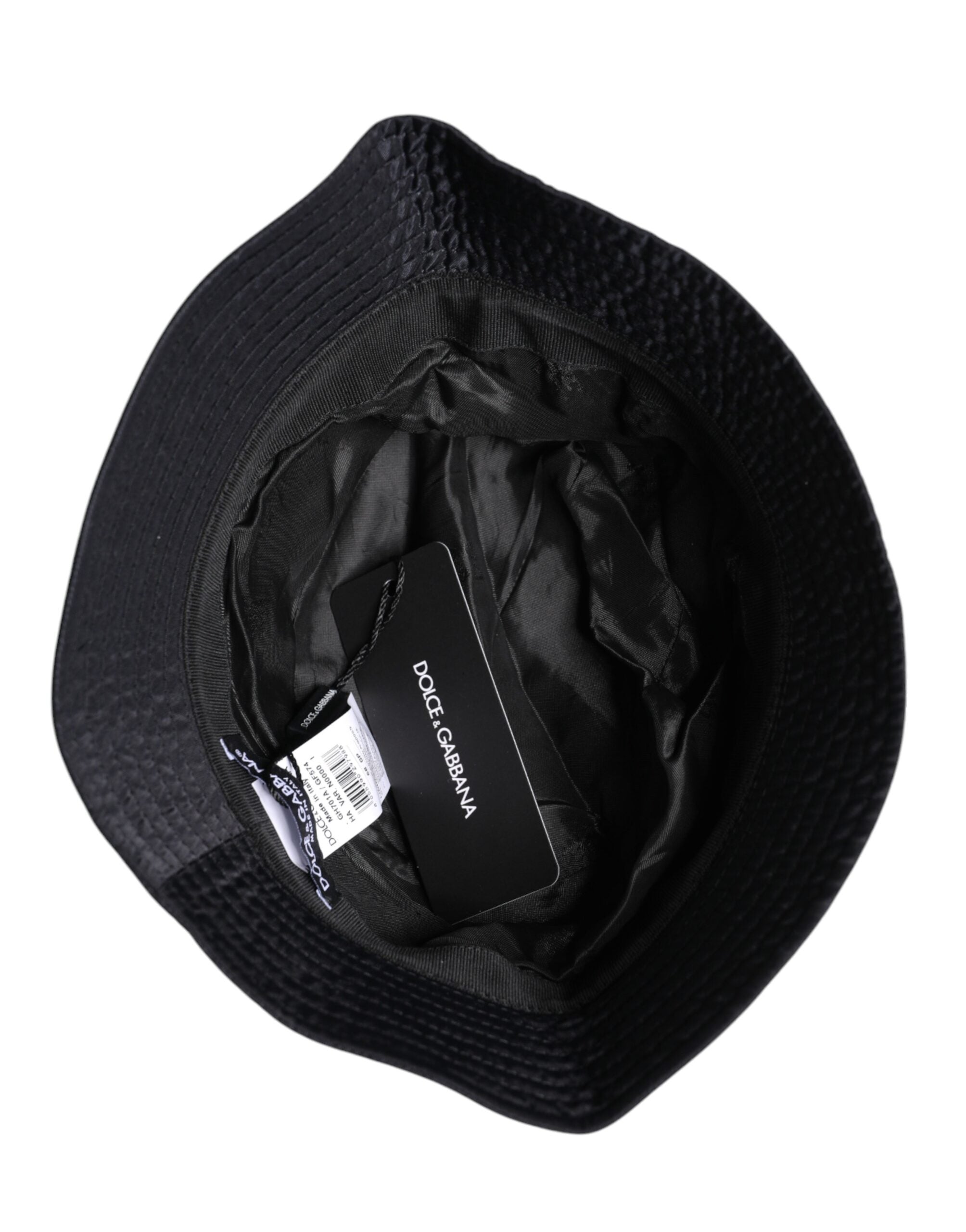 Dolce & Gabbana Black Cotton Bucket Hat with Wide Brim-5