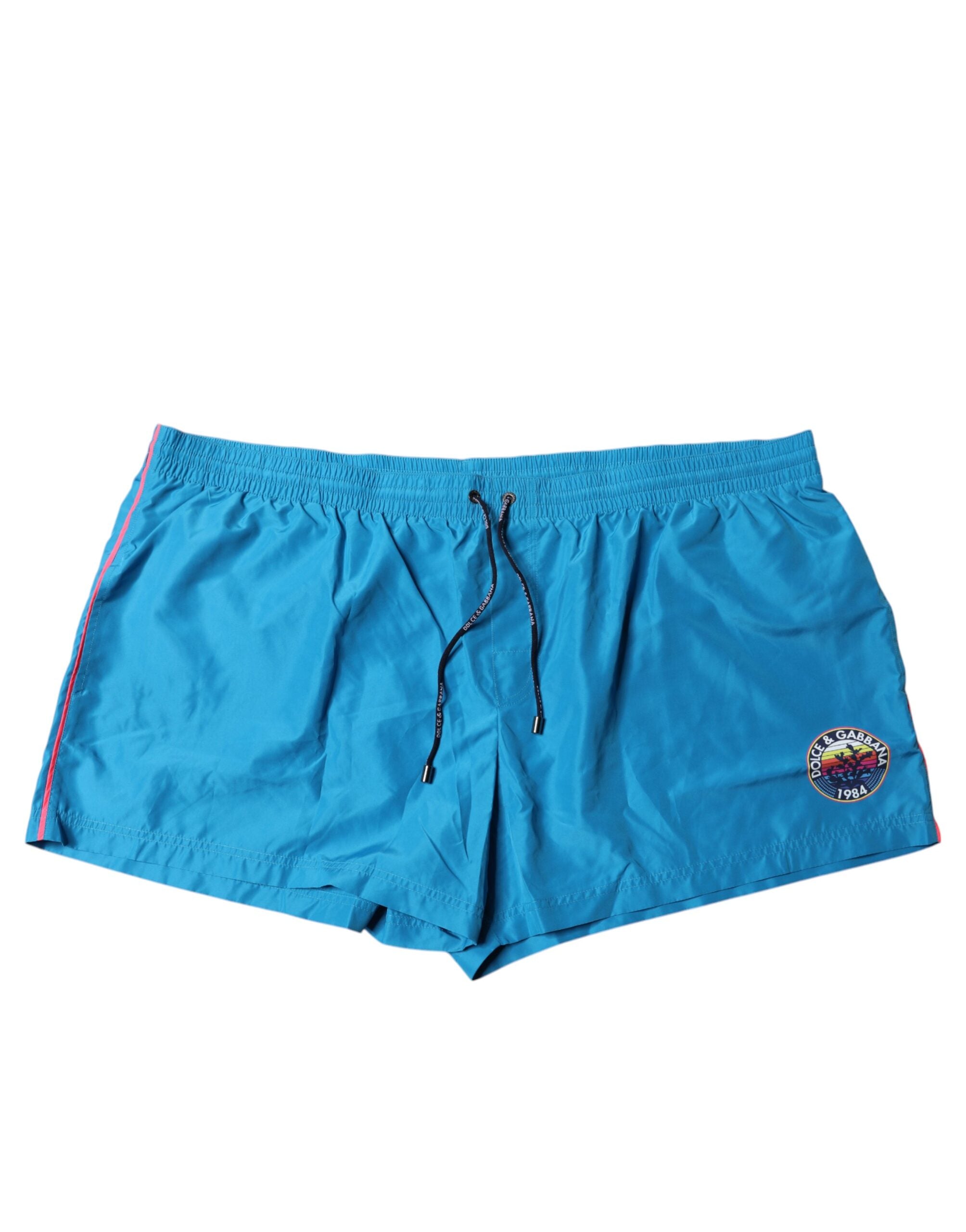 Dolce & Gabbana Turquoise Logo Beachwear Shorts 2Pc Swimwear-1