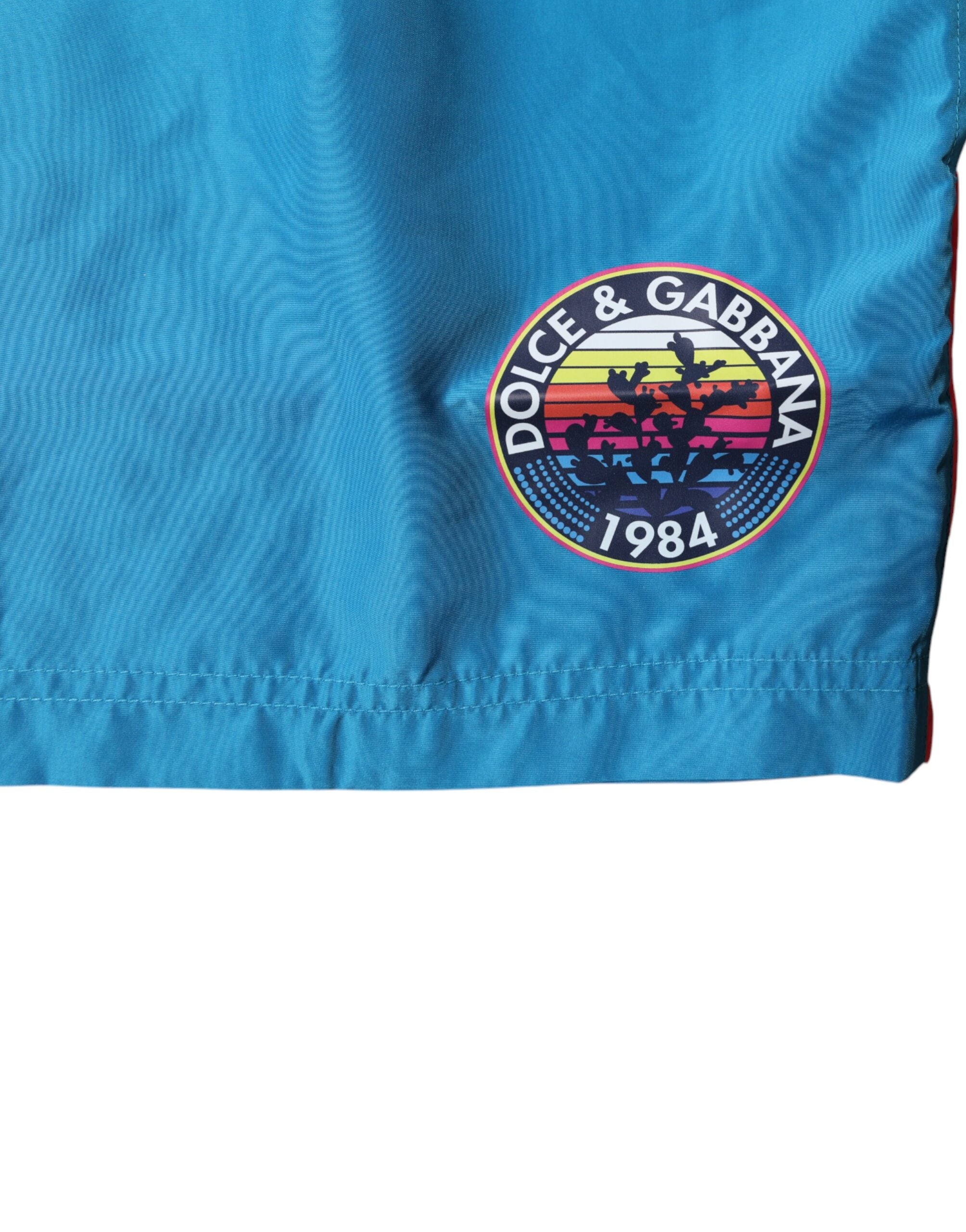 Dolce & Gabbana Turquoise Logo Beachwear Shorts 2Pc Swimwear-3