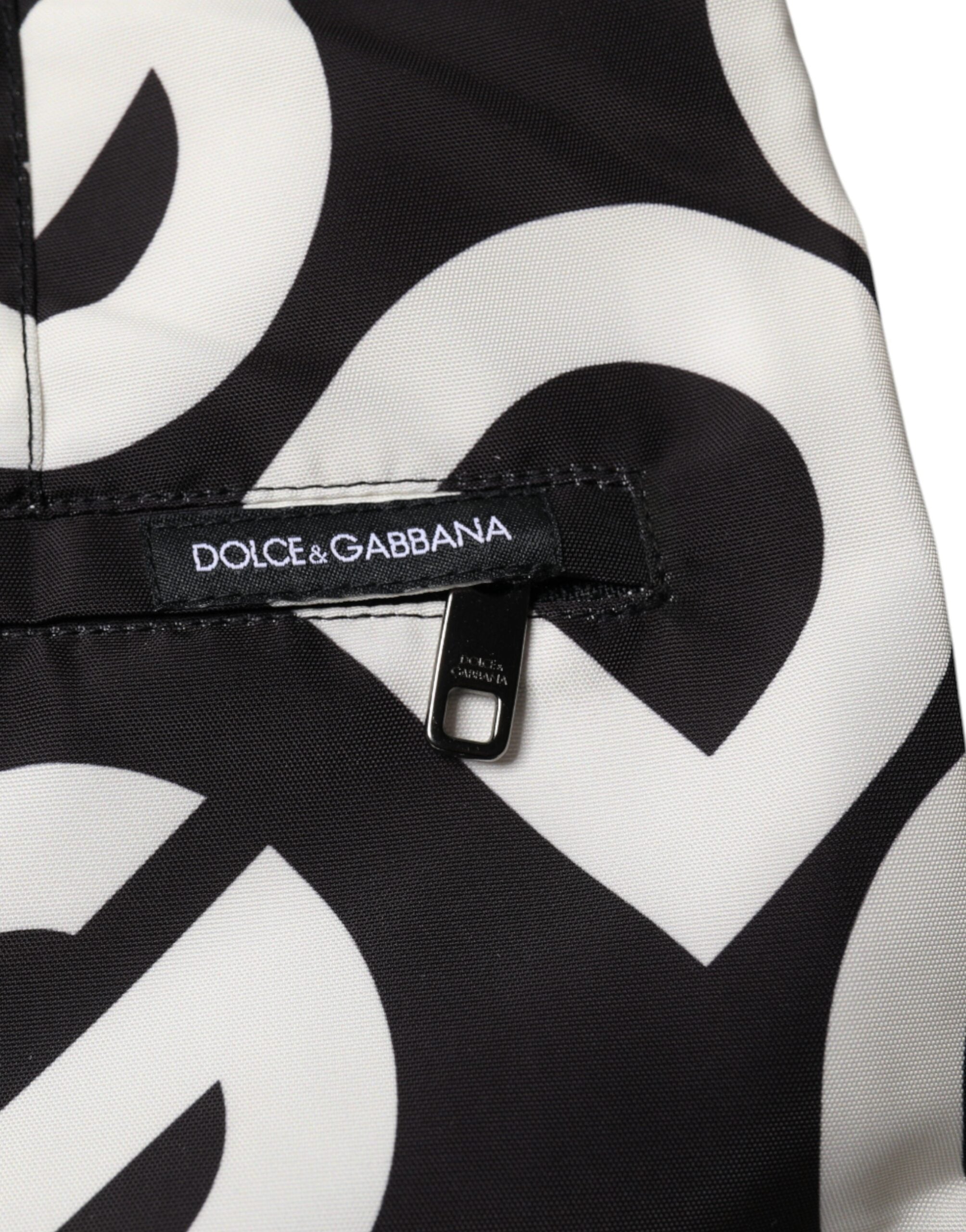 Dolce & Gabbana Schwarz Weiß Logo Beachwear Shorts Bademode-4