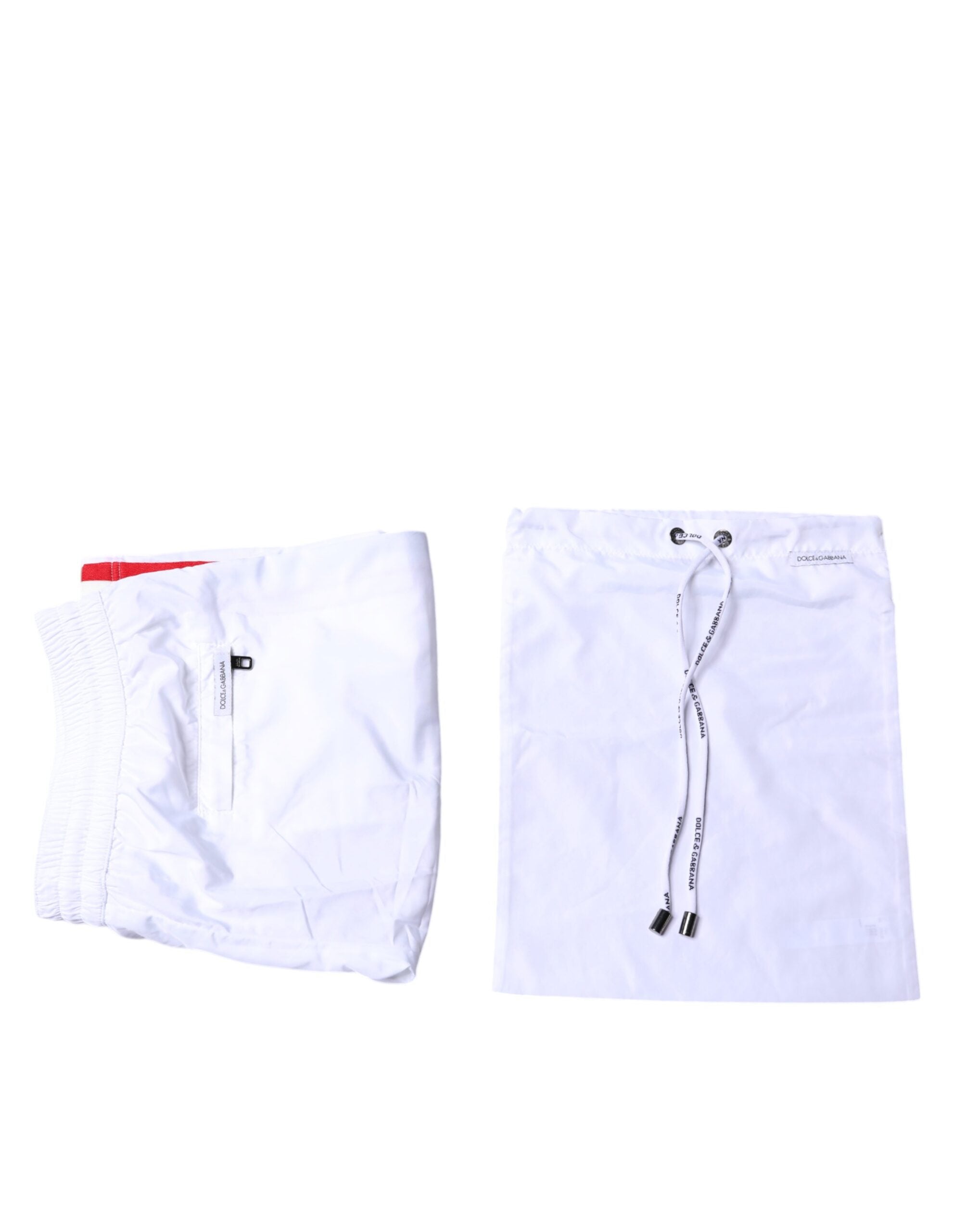 Dolce & Gabbana Weiße Streifen Beachwear Shorts 2 Stück Bademode-6