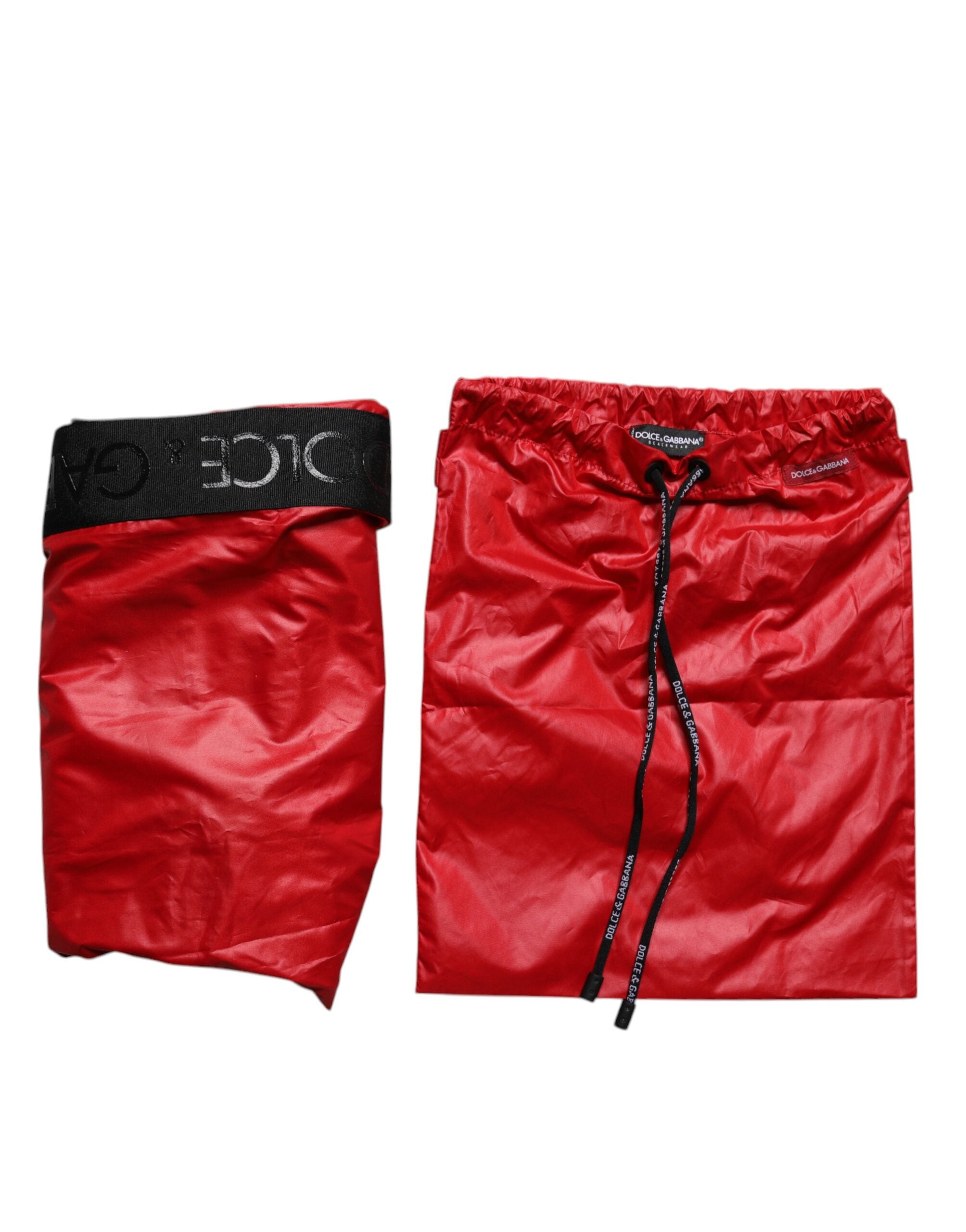 Dolce & Gabbana Rote Polyester Strandbekleidung Shorts 2Pc Bademode-6