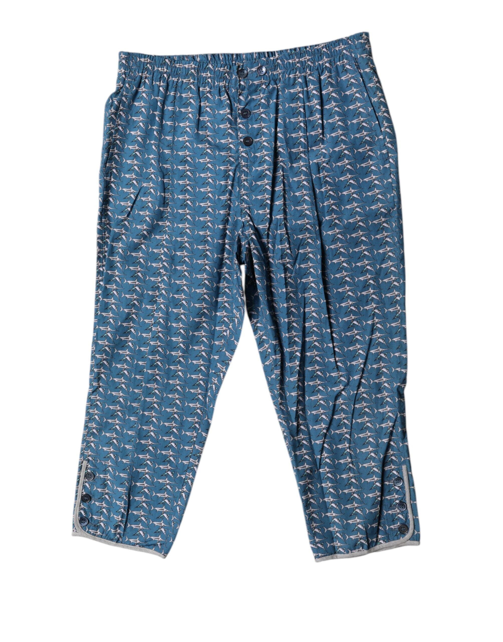 Dolce & Gabbana Blue Shark Print Cropped Swimwear-1