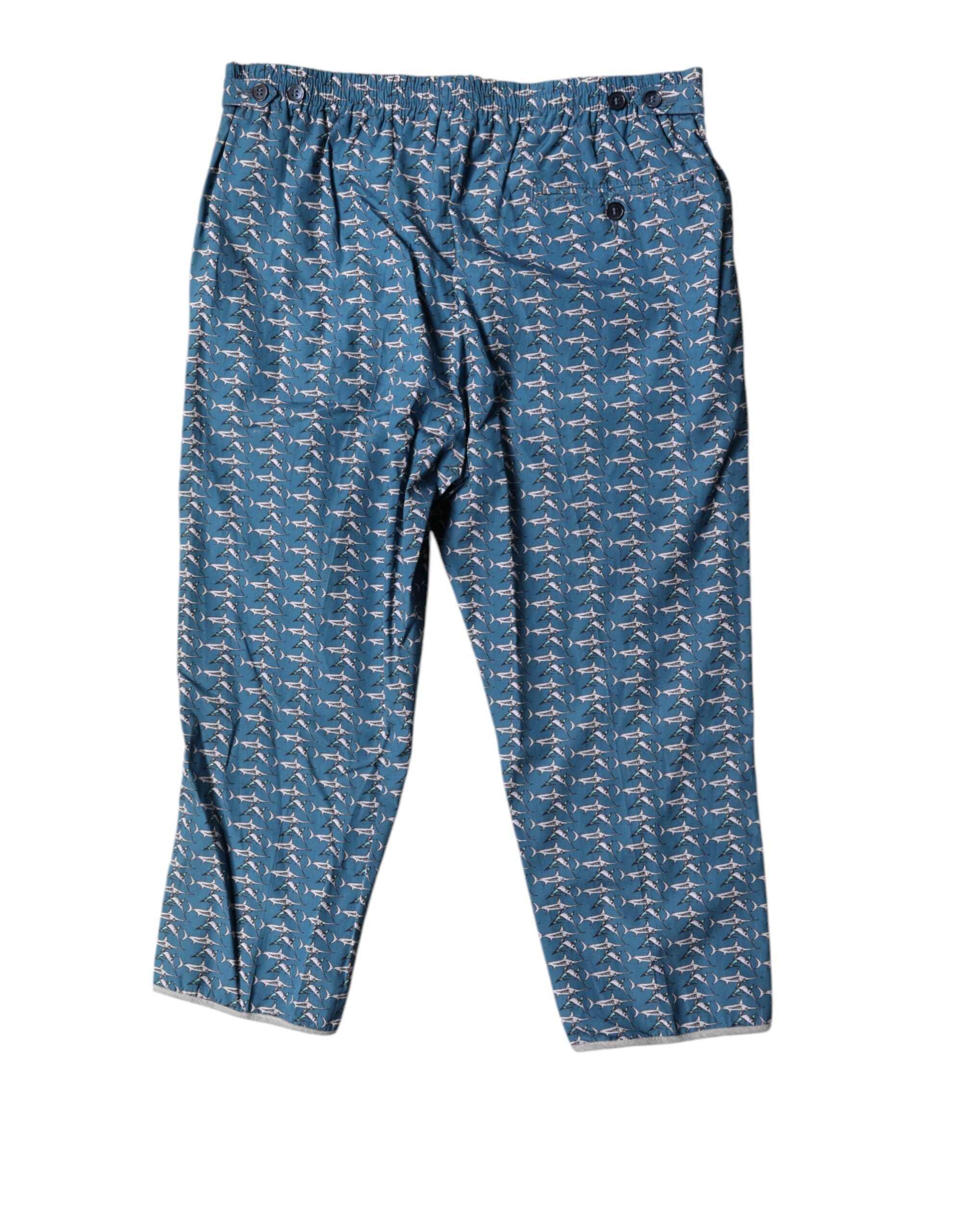Dolce & Gabbana Blue Shark Print Cropped Swimwear-3