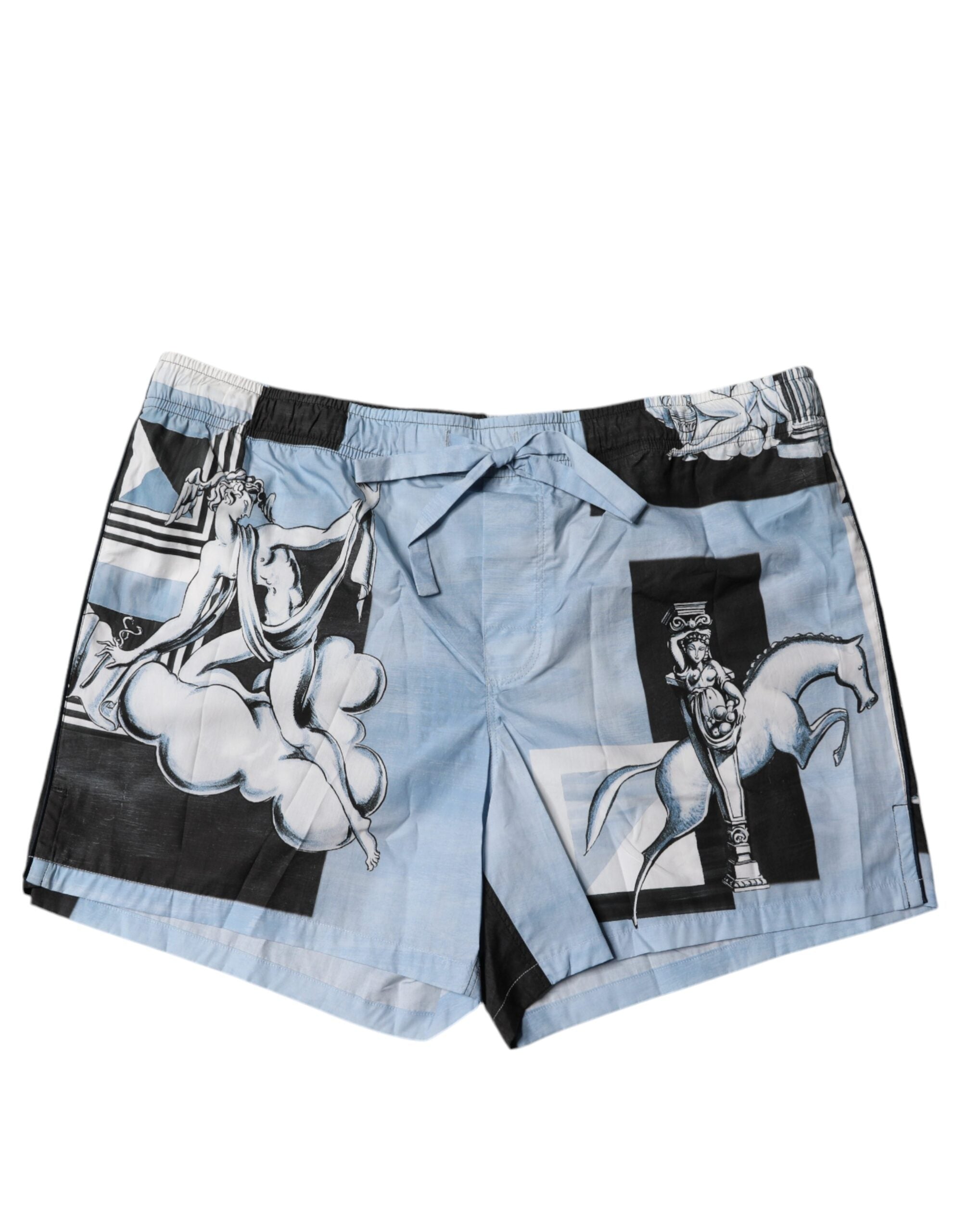 Dolce & Gabbana Blue Statue Print Cotton Men's Shorts-1