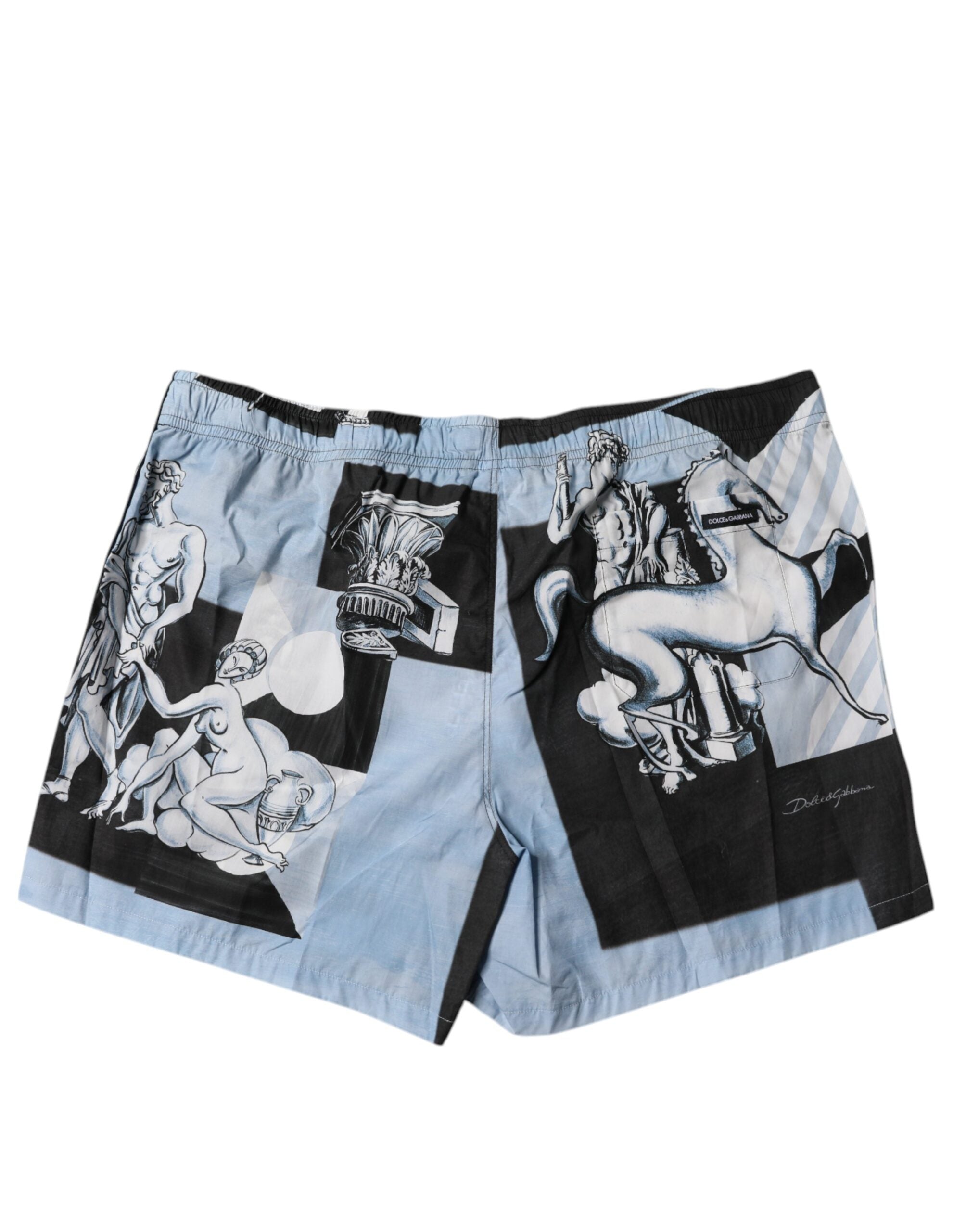Dolce & Gabbana Blue Statue Print Cotton Men's Shorts-3