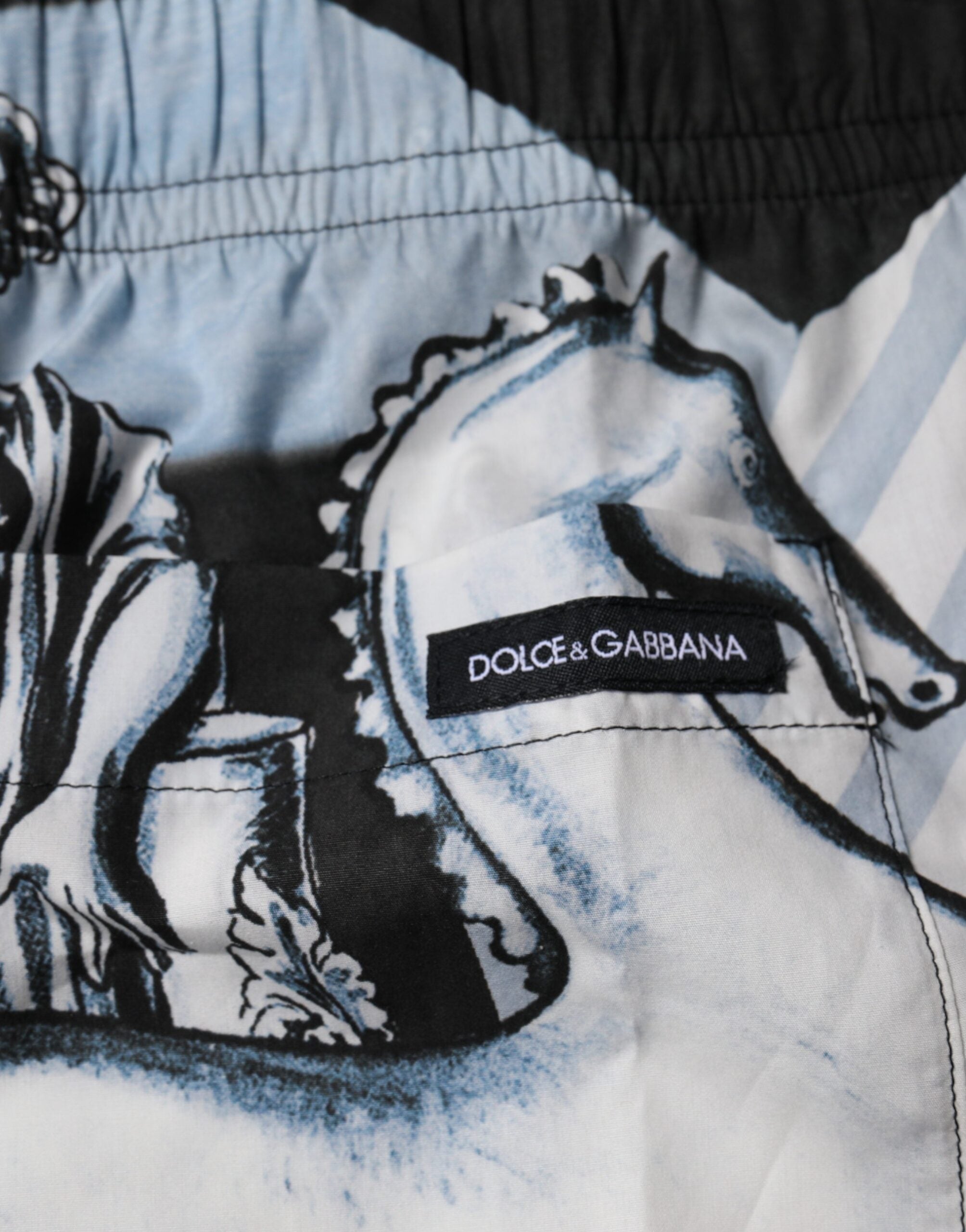 Dolce & Gabbana Blue Statue Print Cotton Men's Shorts-5