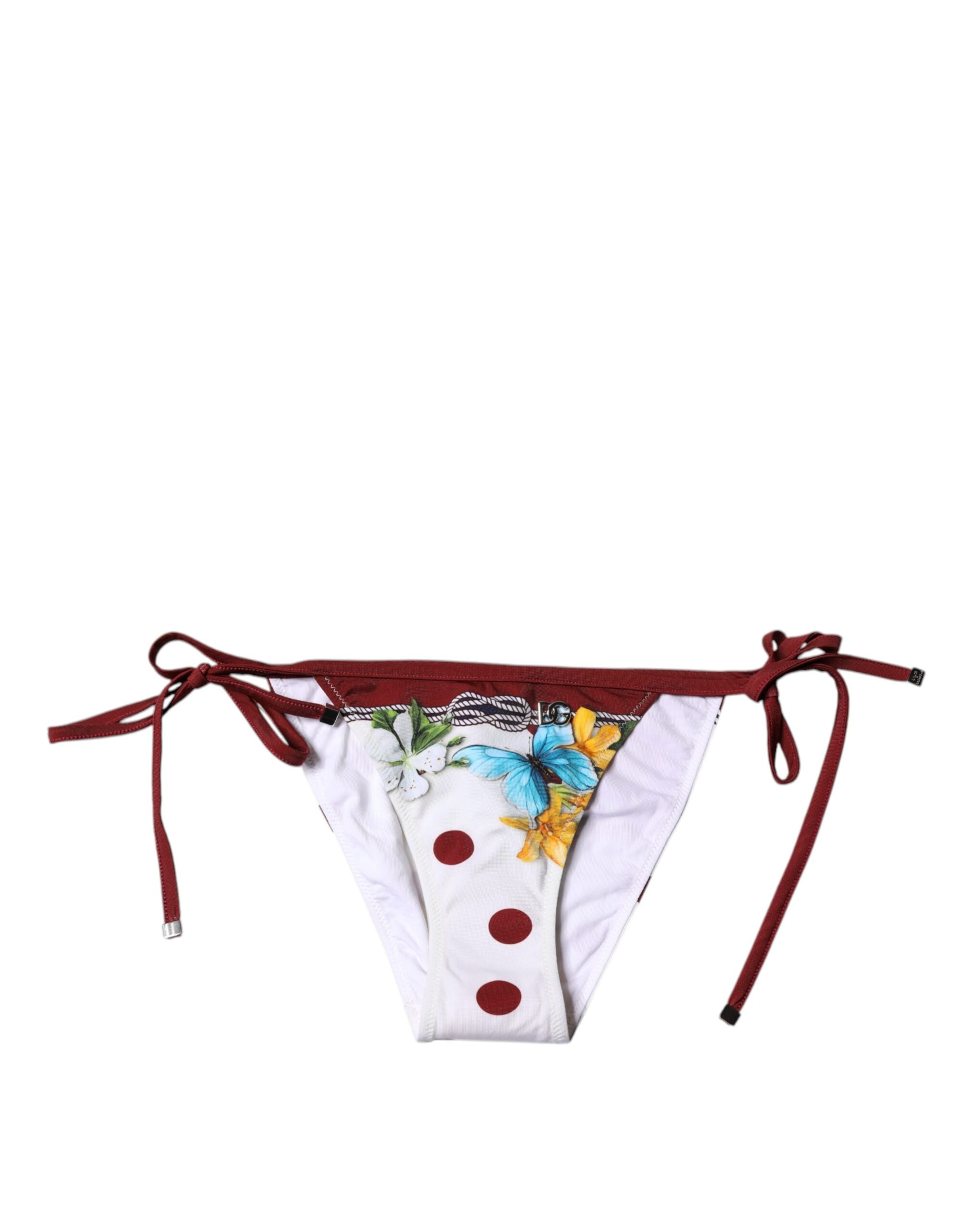Dolce & Gabbana Weißer Floral Print Badeanzug Bikini Bottom Bademode-1