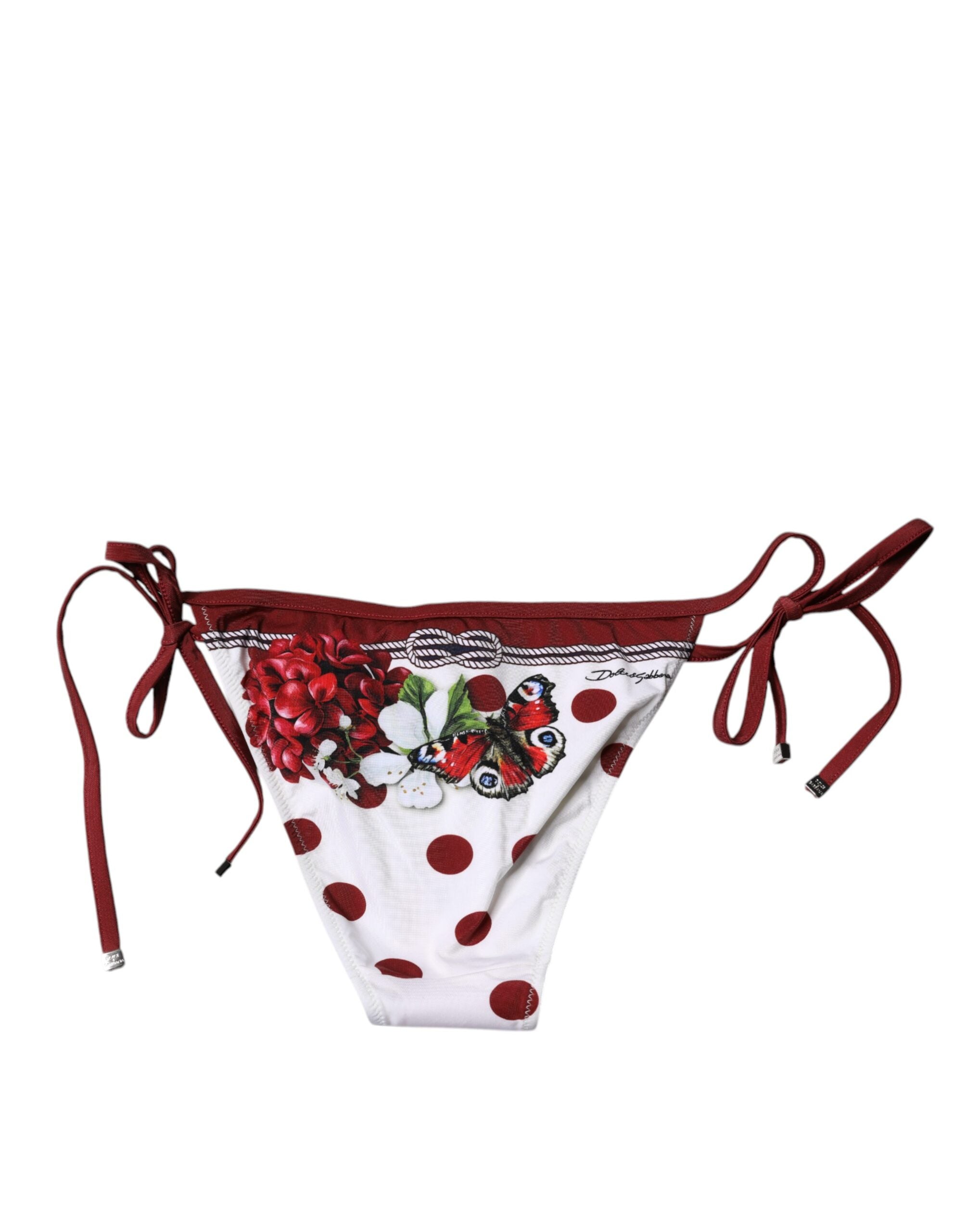 Dolce & Gabbana Weißer Floral Print Badeanzug Bikini Bottom Bademode-4
