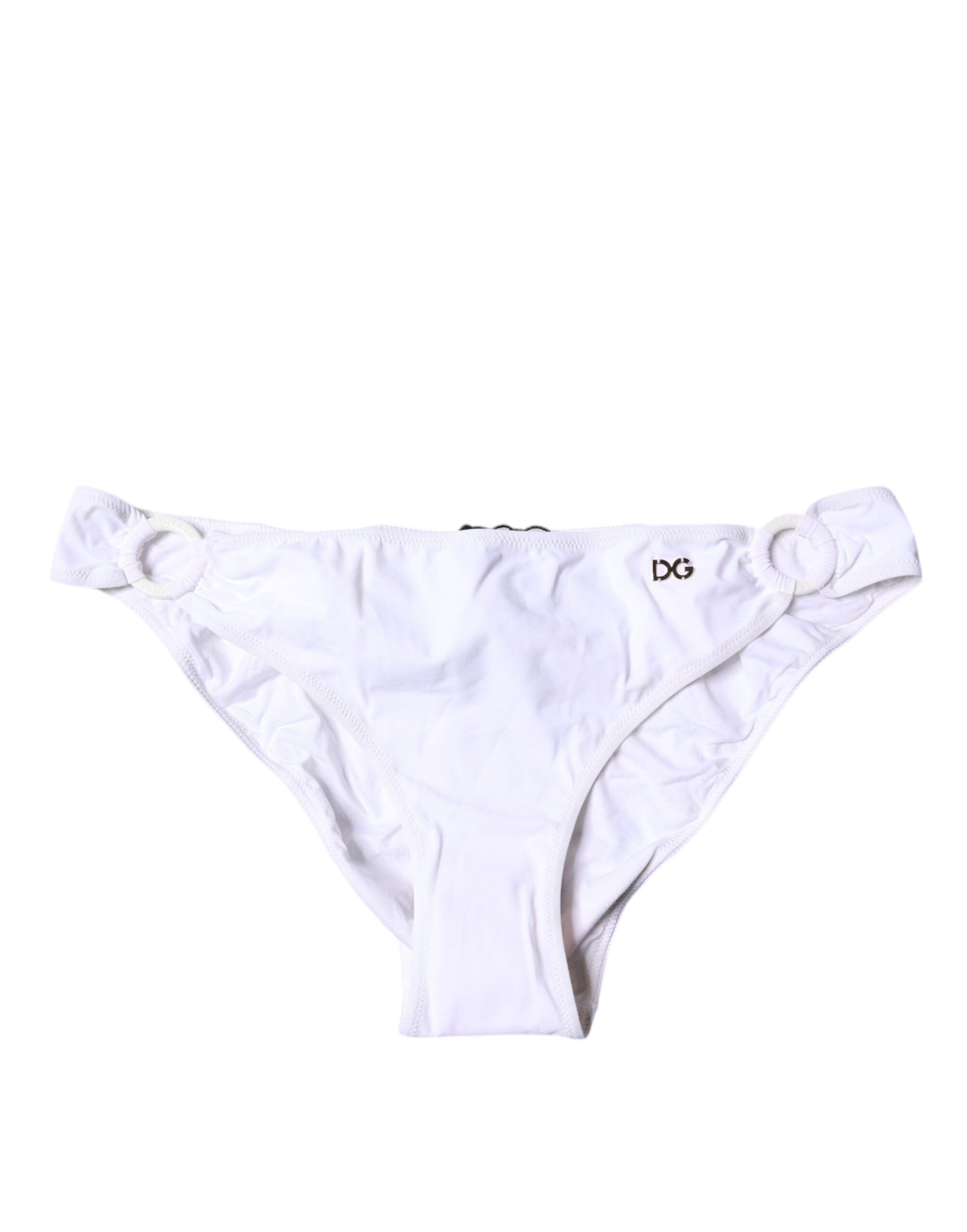 Dolce & Gabbana White Nylon Beachwear Bikini Bottom Swimwear-1