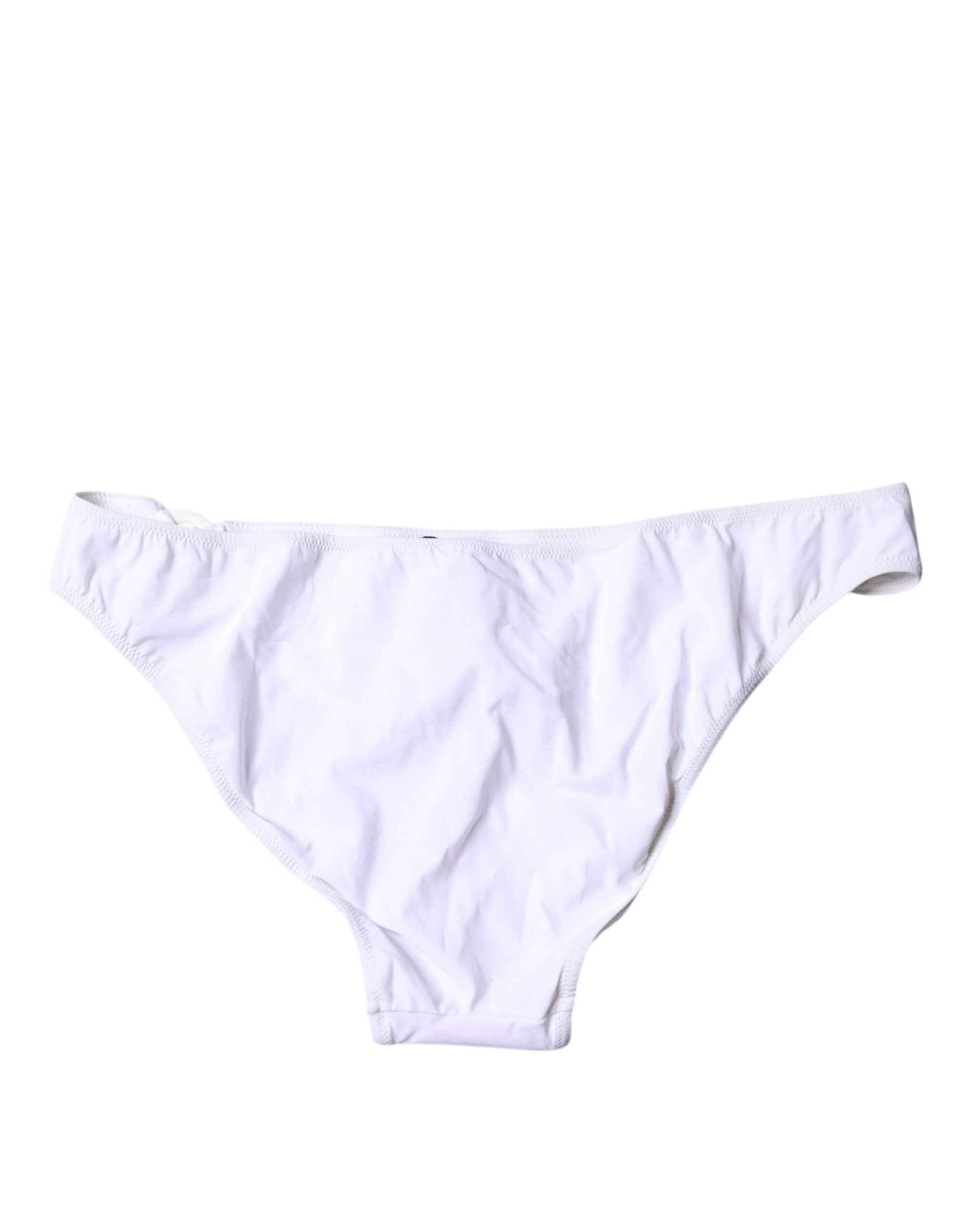 Dolce & Gabbana White Nylon Beachwear Bikini Bottom Swimwear-4