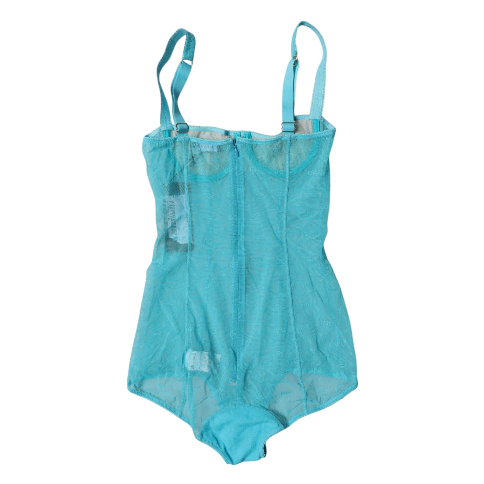 Dolce & Gabbana Blue Tulle Balconette Bra Bodysuit Underwear-5