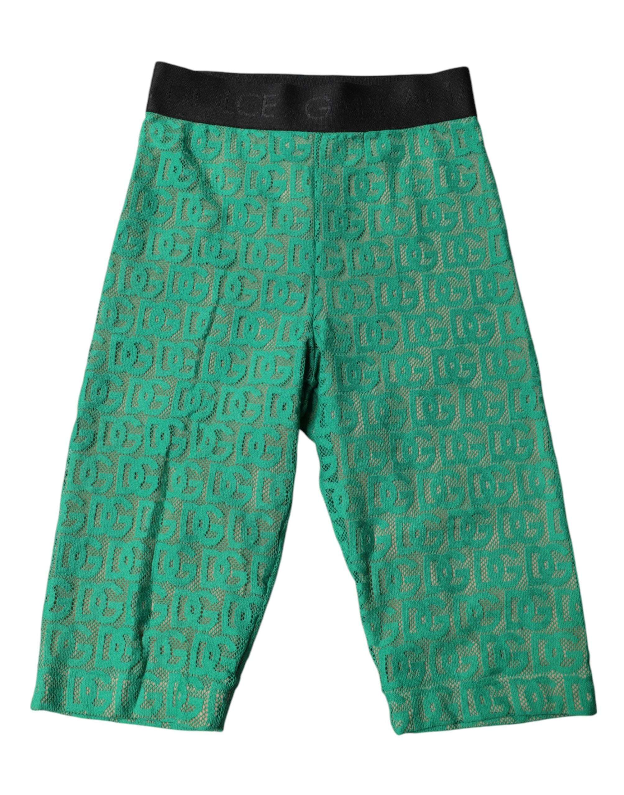 Dolce & Gabbana Grüne Logo-Monogramm-Kurzstrumpfhose Unterwäsche-1