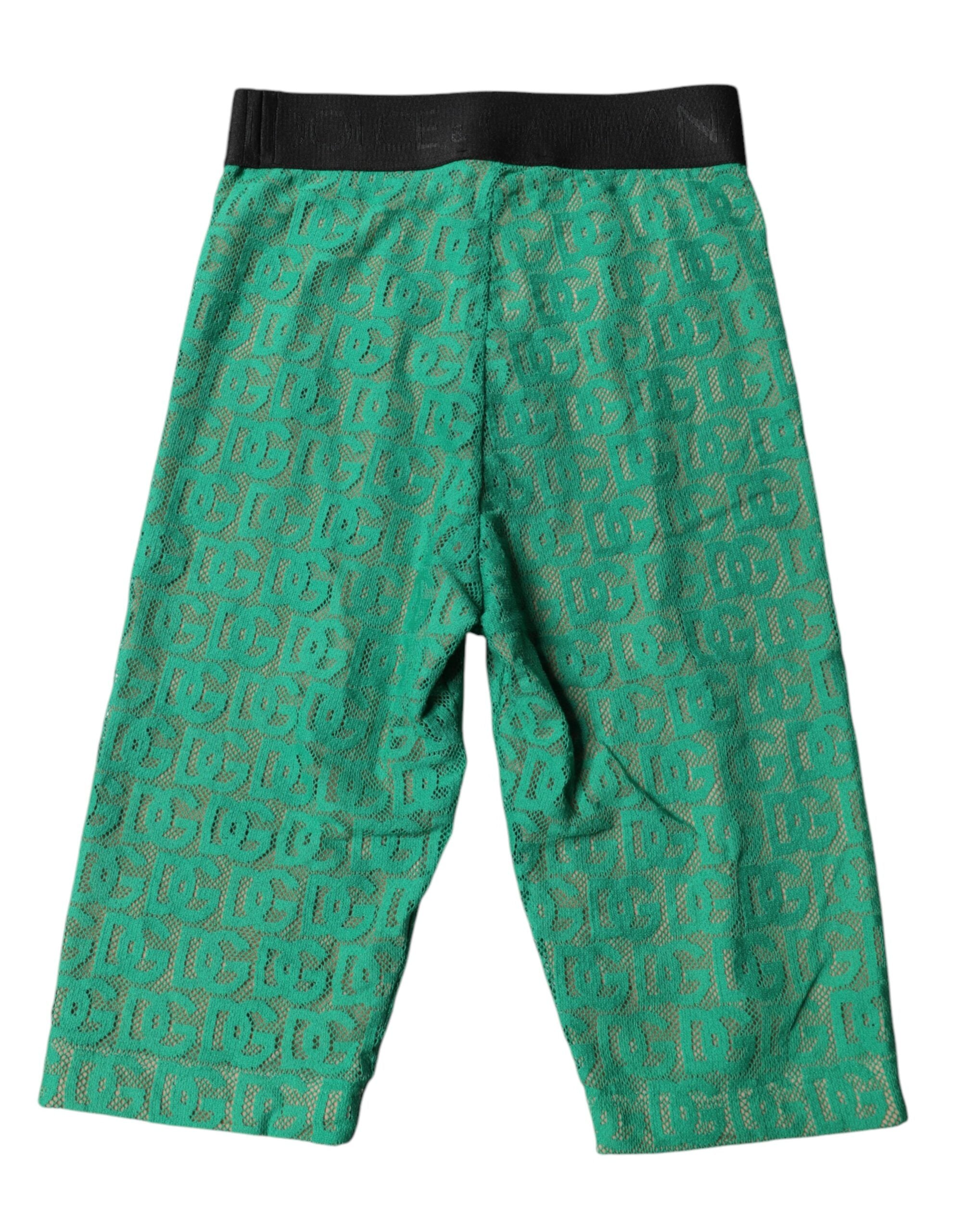 Dolce & Gabbana Grüne Logo-Monogramm-Kurzstrumpfhose Unterwäsche-4