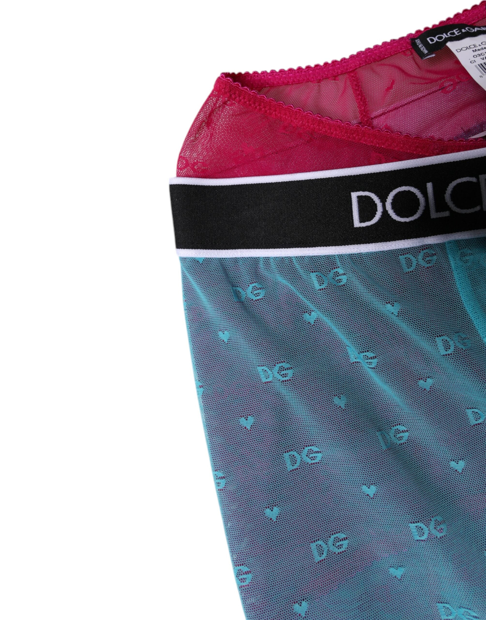 Lencería corta con logo azul fucsia de Dolce & Gabbana-4