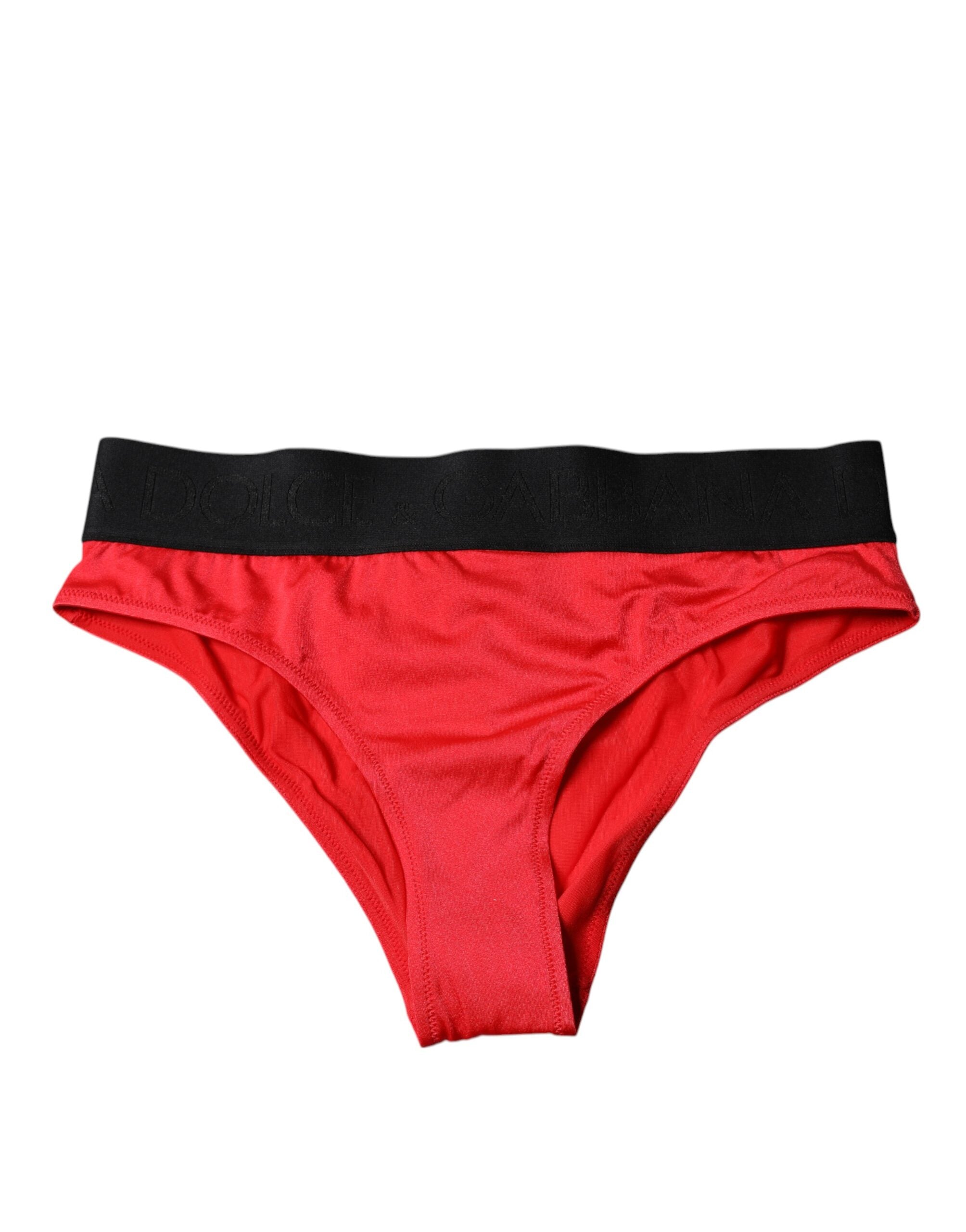 Dolce & Gabbana Red Nylon Stretch Mid Waist Panty Underwear-1