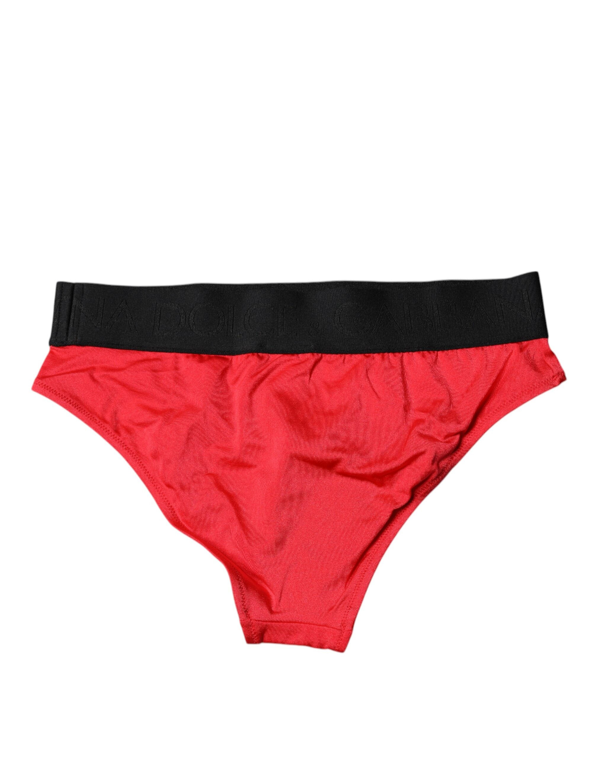 Dolce & Gabbana Red Nylon Stretch Mid Waist Panty Underwear-4