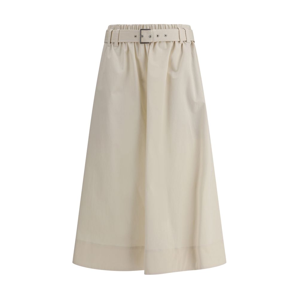 Brunello Cucinelli Cream-colored wide long skirt