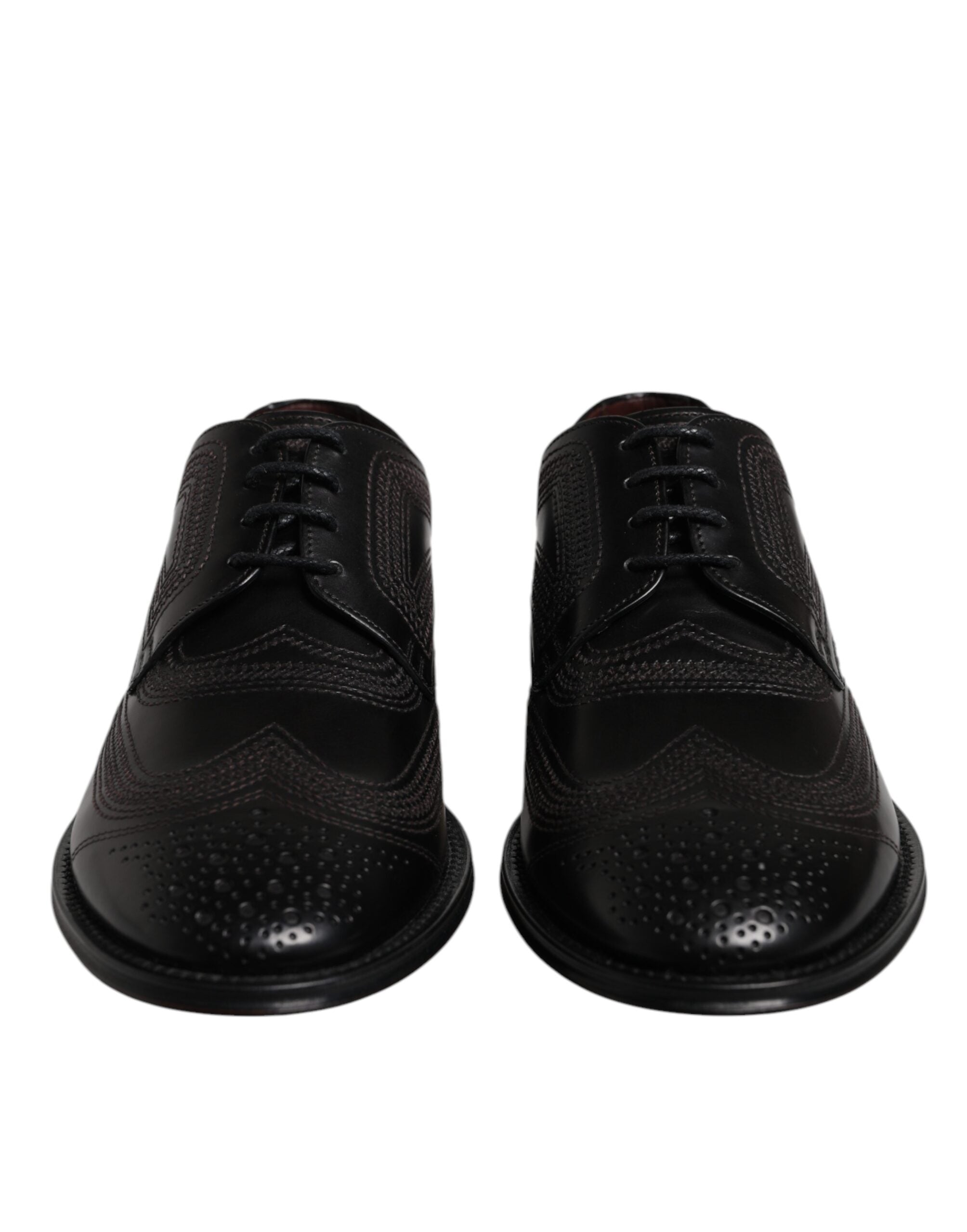 Zapatos Derby clásicos de piel con bordados negros de Dolce & Gabbana-2